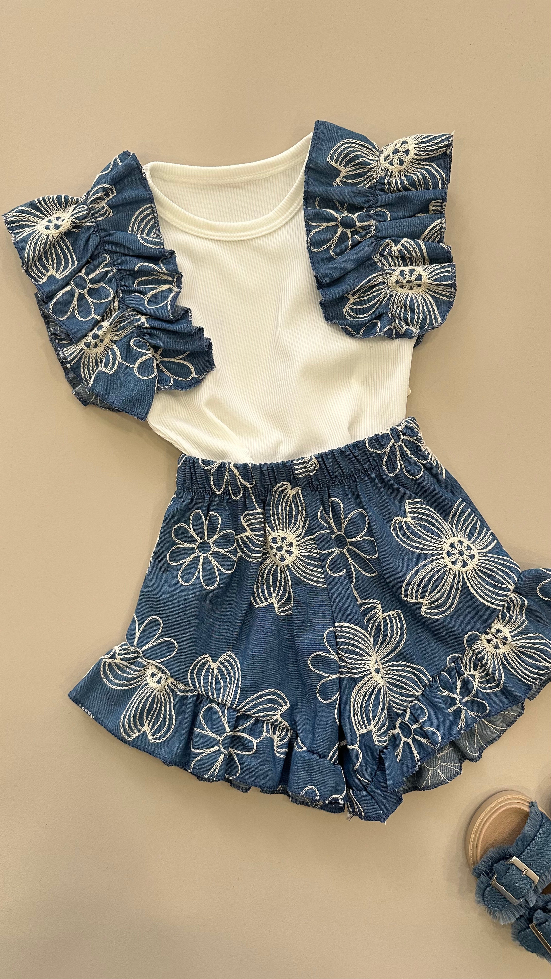 Coordinato FIOR DI JEANS 6-36M - BIANCO