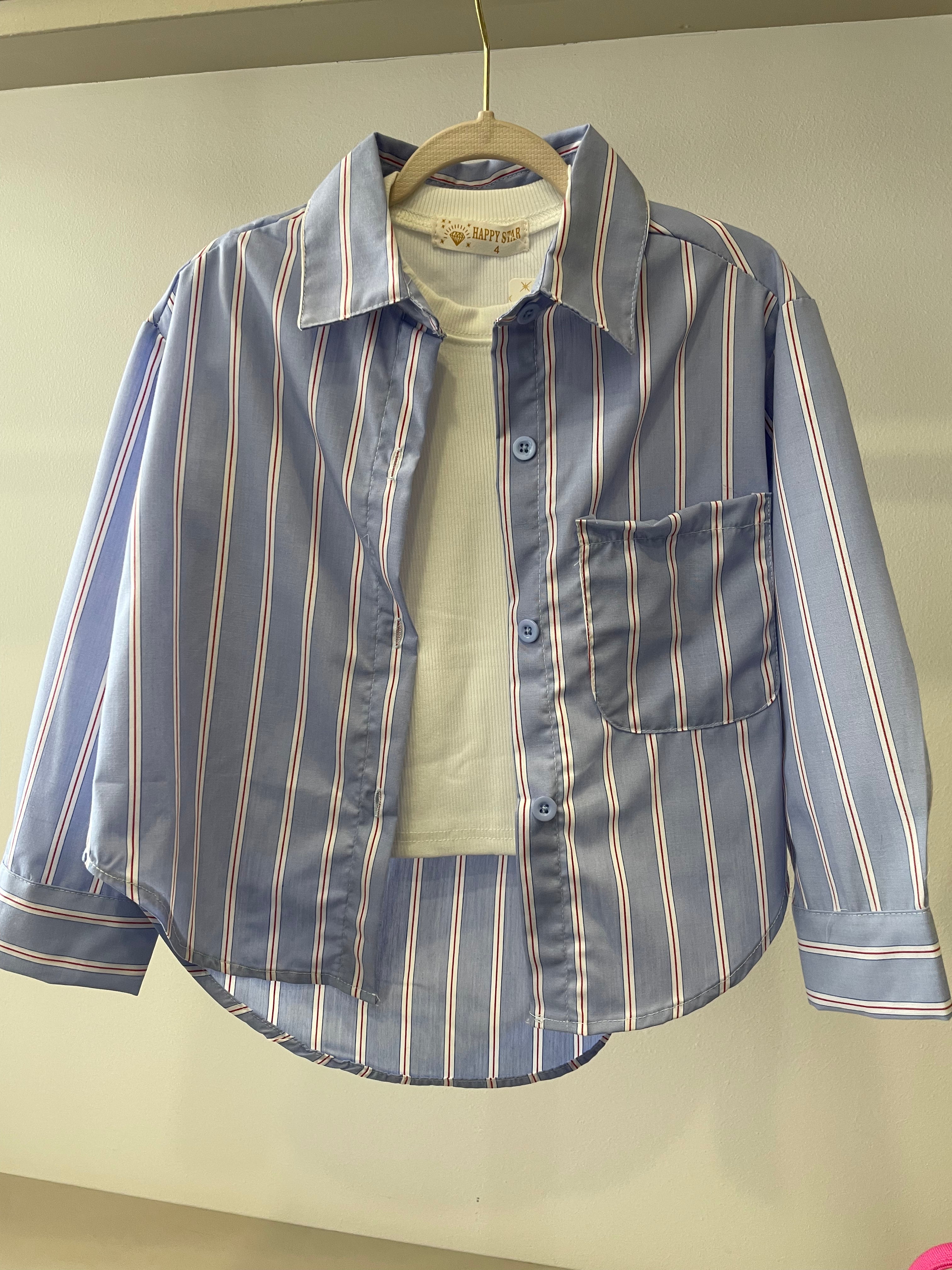 Camicia riga CON MAGLIA 4-14A - CELESTE