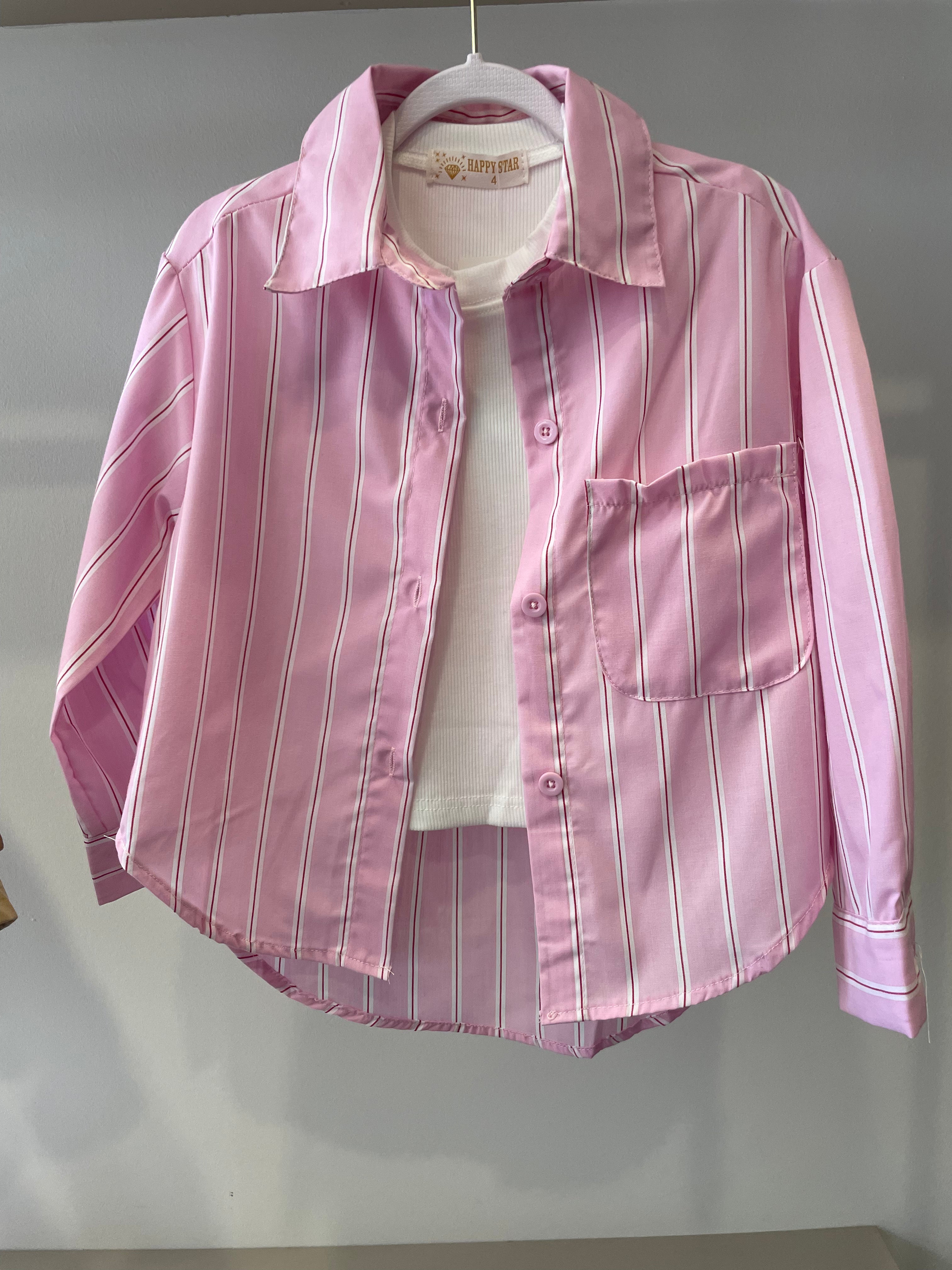 Camicia riga CON MAGLIA 4-14A - ROSA