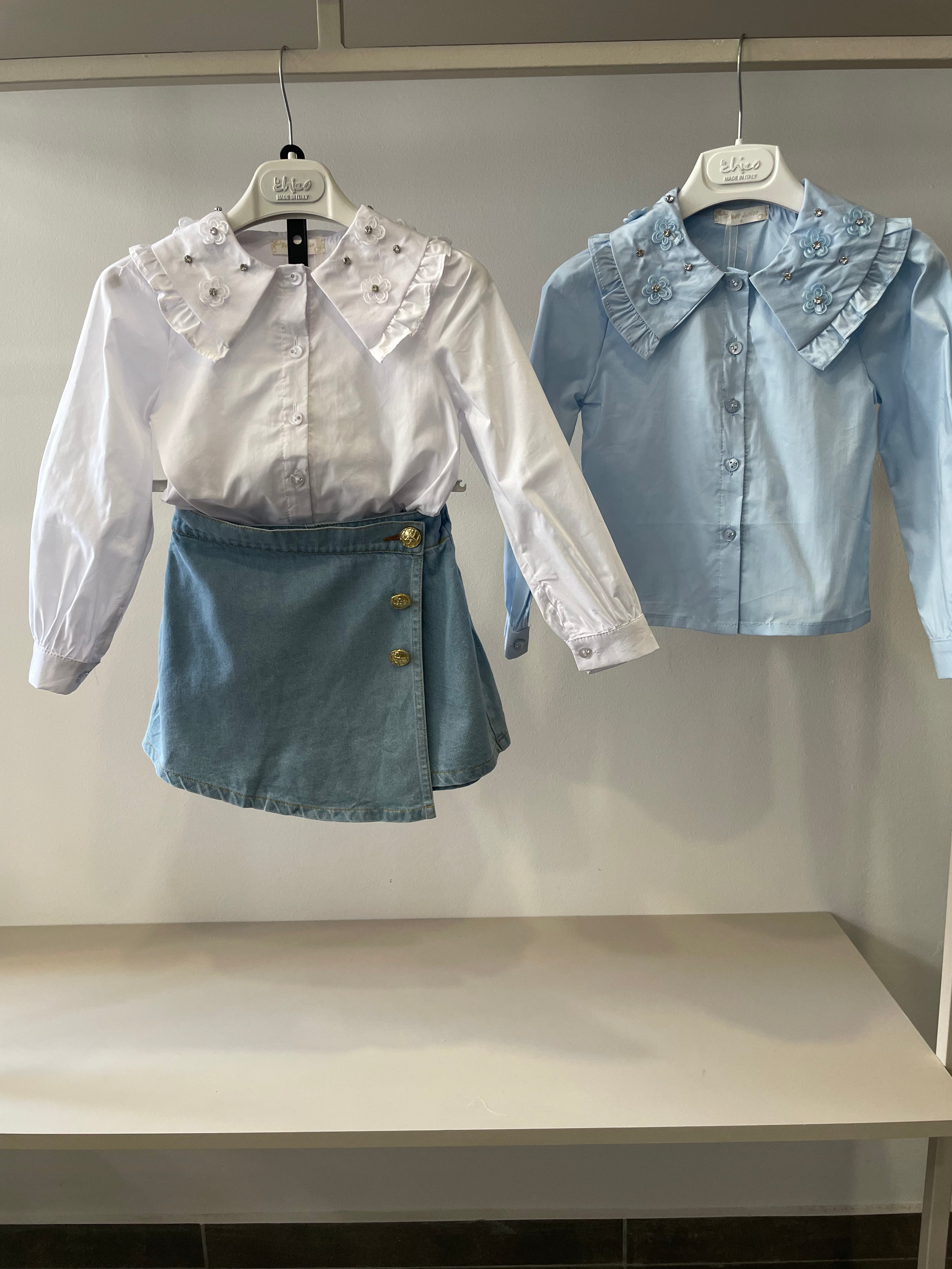 Camicia STRASS COLLO 4-14A - BIANCO