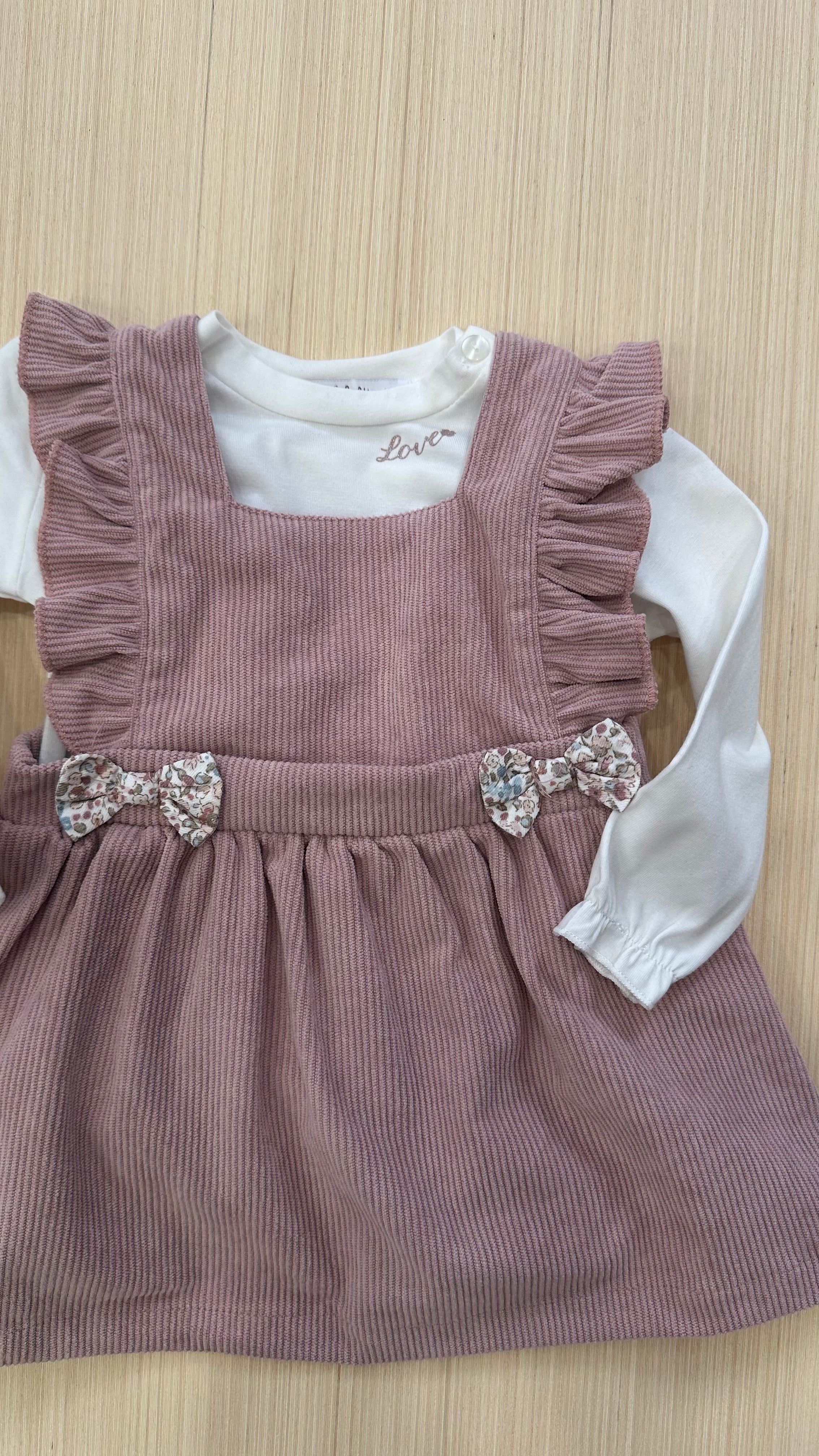 Vestitino IN VELLUTO FIOCCHI 6-24M - ROSA