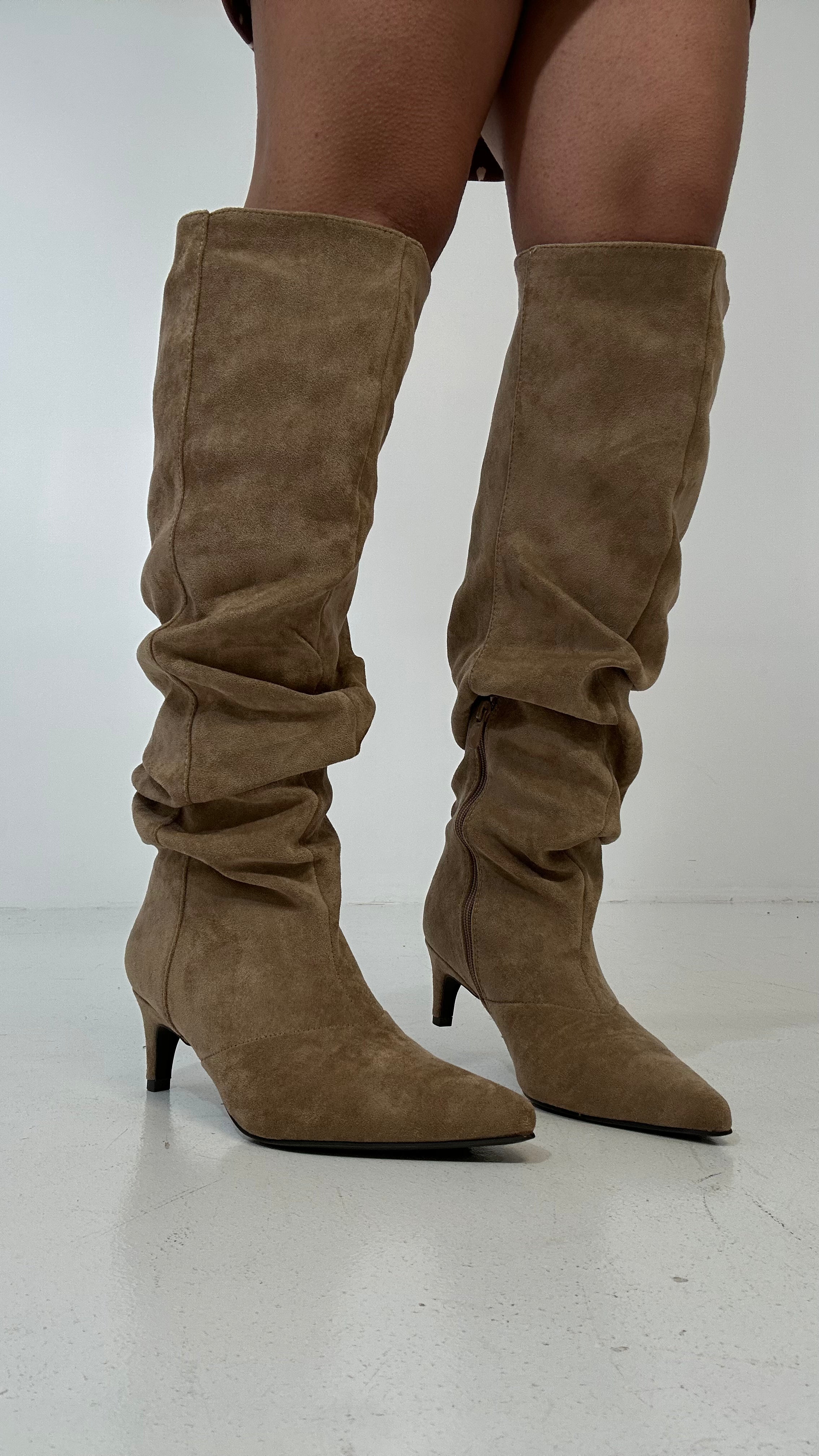 Stivale ARRICCIATO IN CAMOSCIO - BEIGE