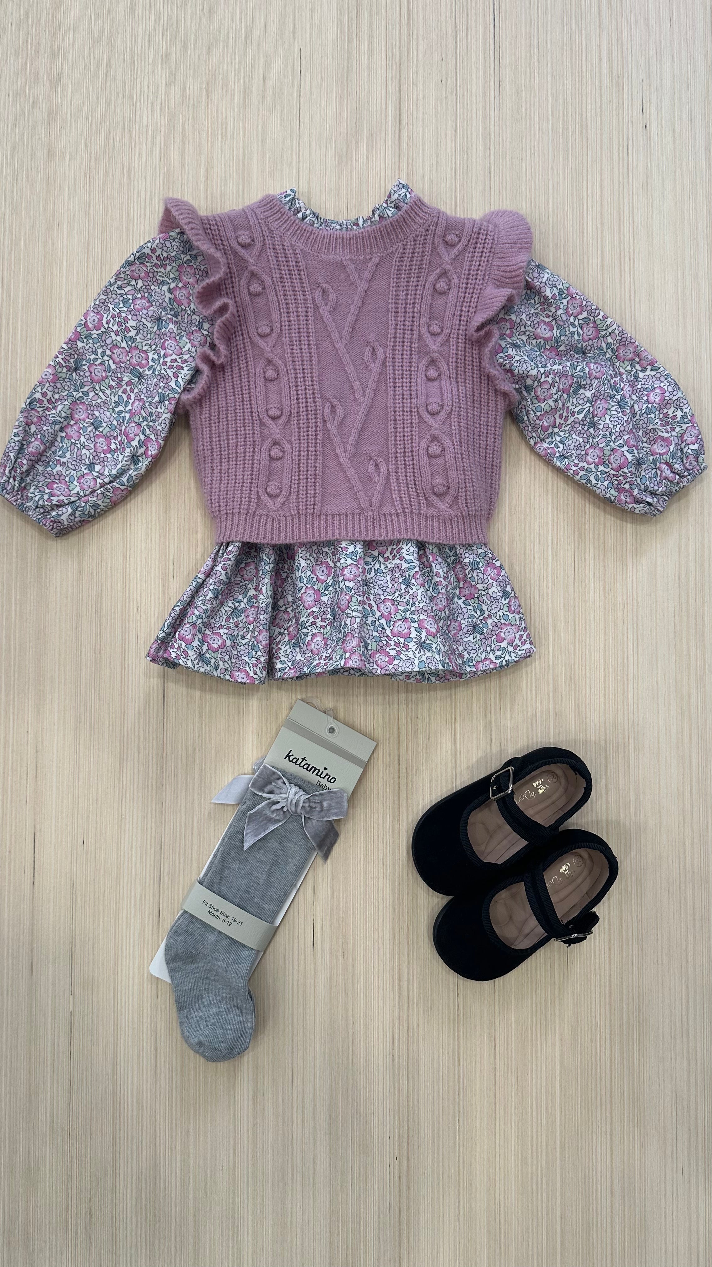 Vestitino CON GILET 3-18M - ROSA