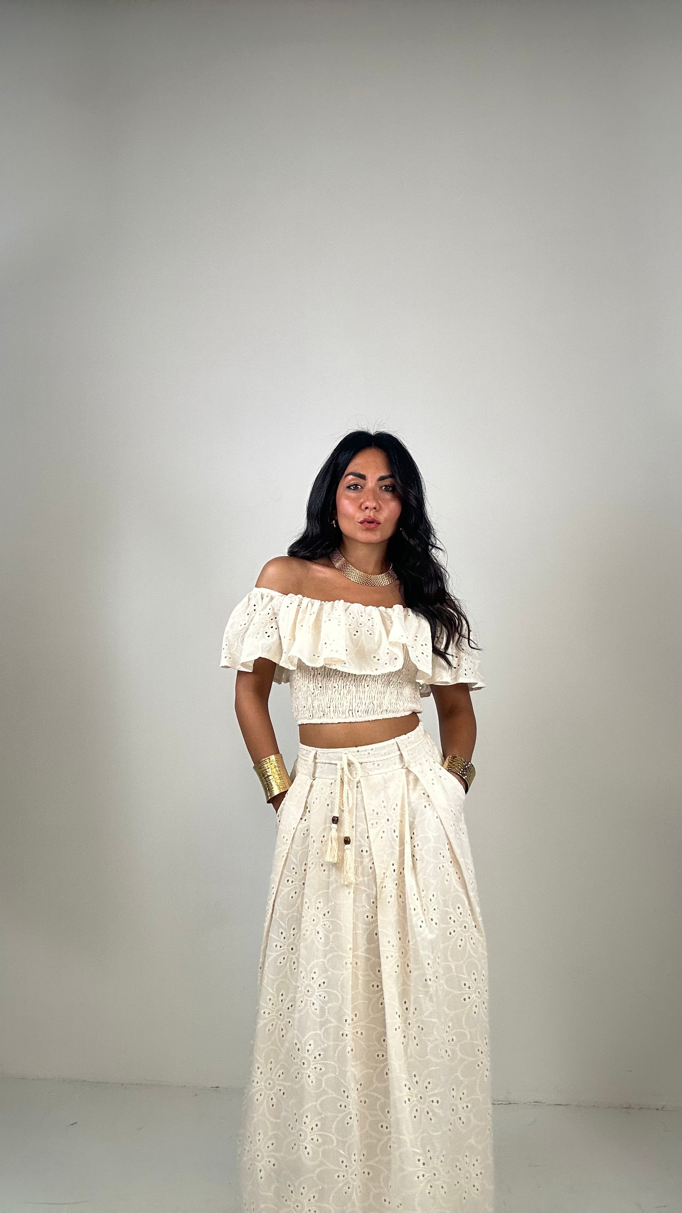 Completo TOP E GONNA - CREMA
