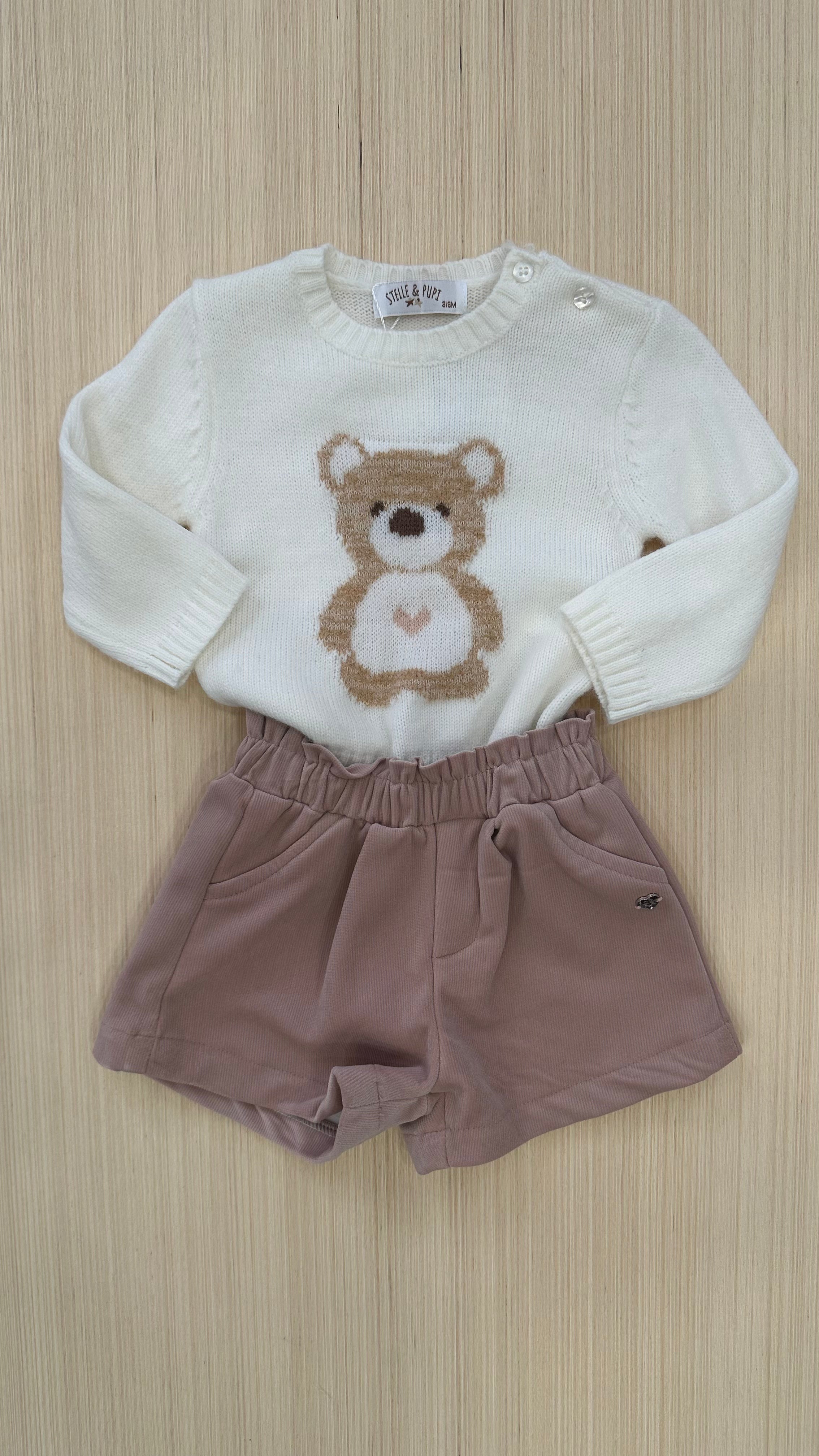 Completo ORSETTO VELLUTO 3-18M - PANNA