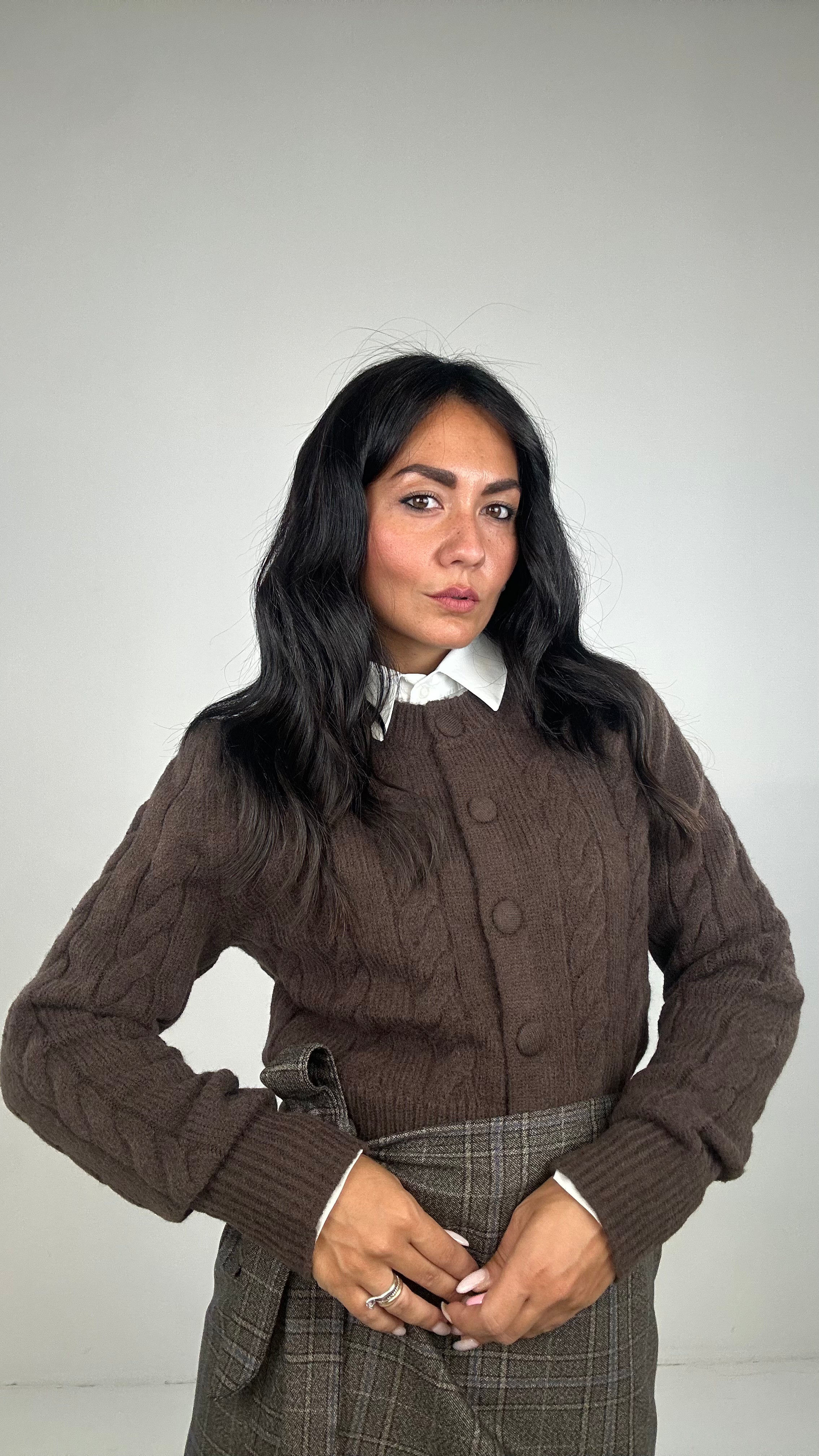 Cardigan TRECCIA WIN - MARRONE