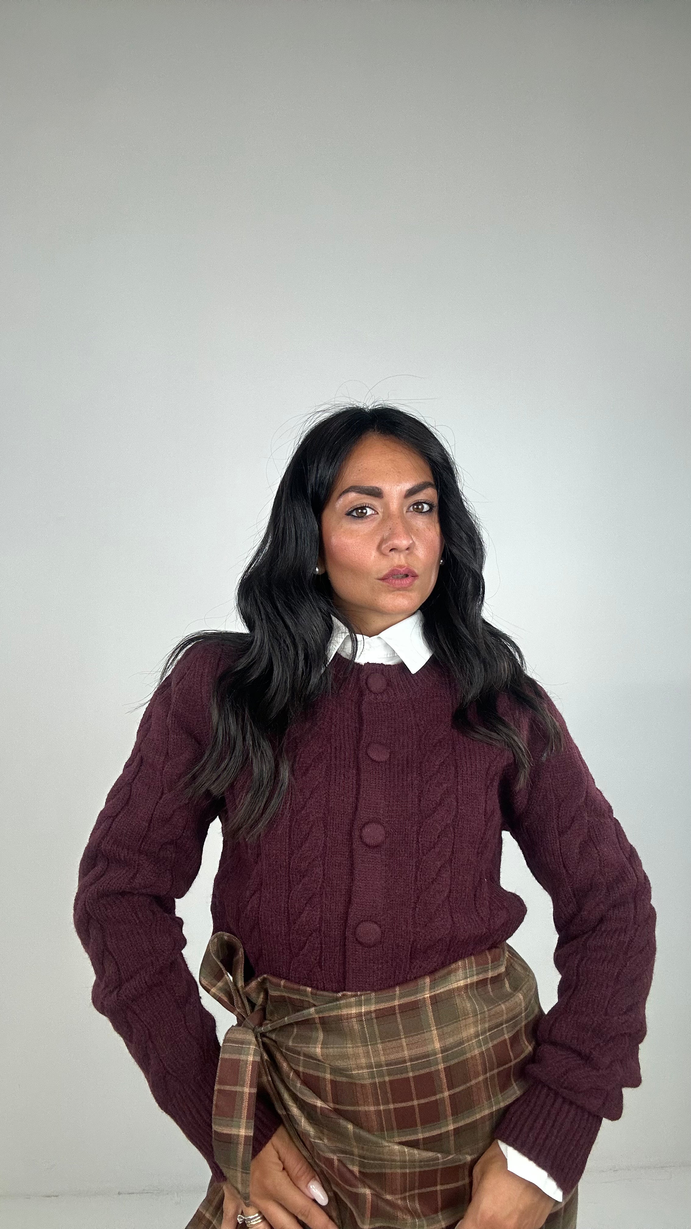 Cardigan TRECCIA WIN - BORDEAUX