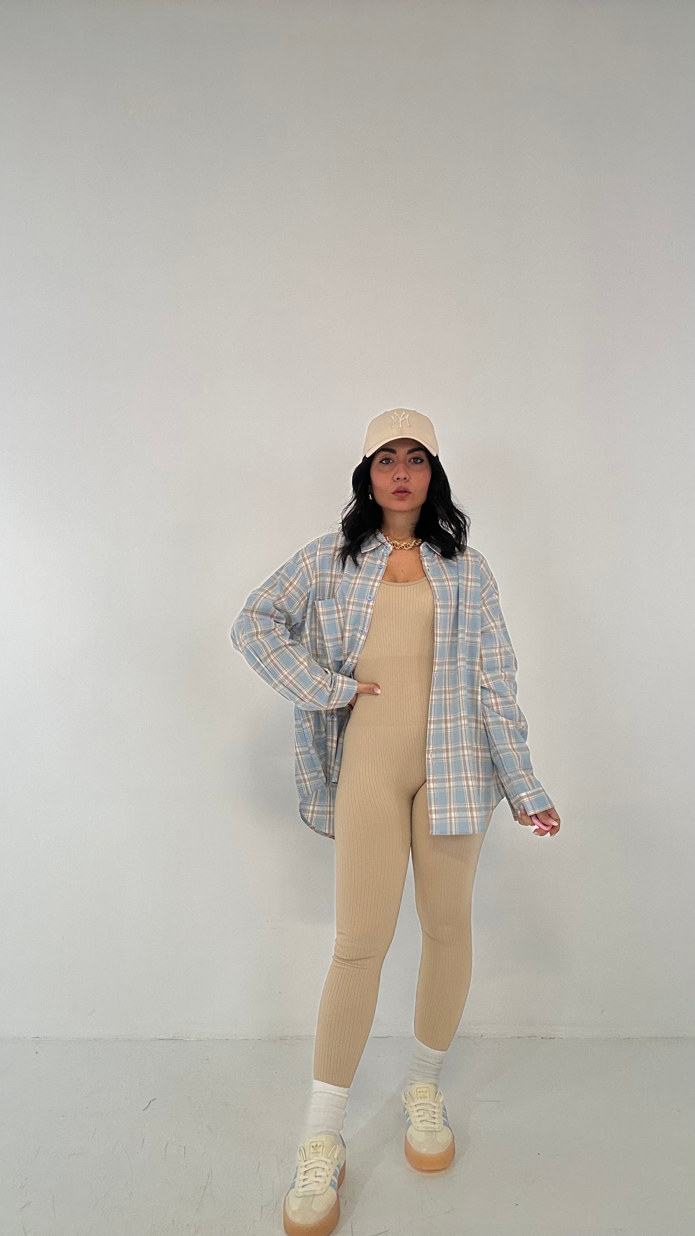 Camicia QUADRONI SPRING - CELESTE