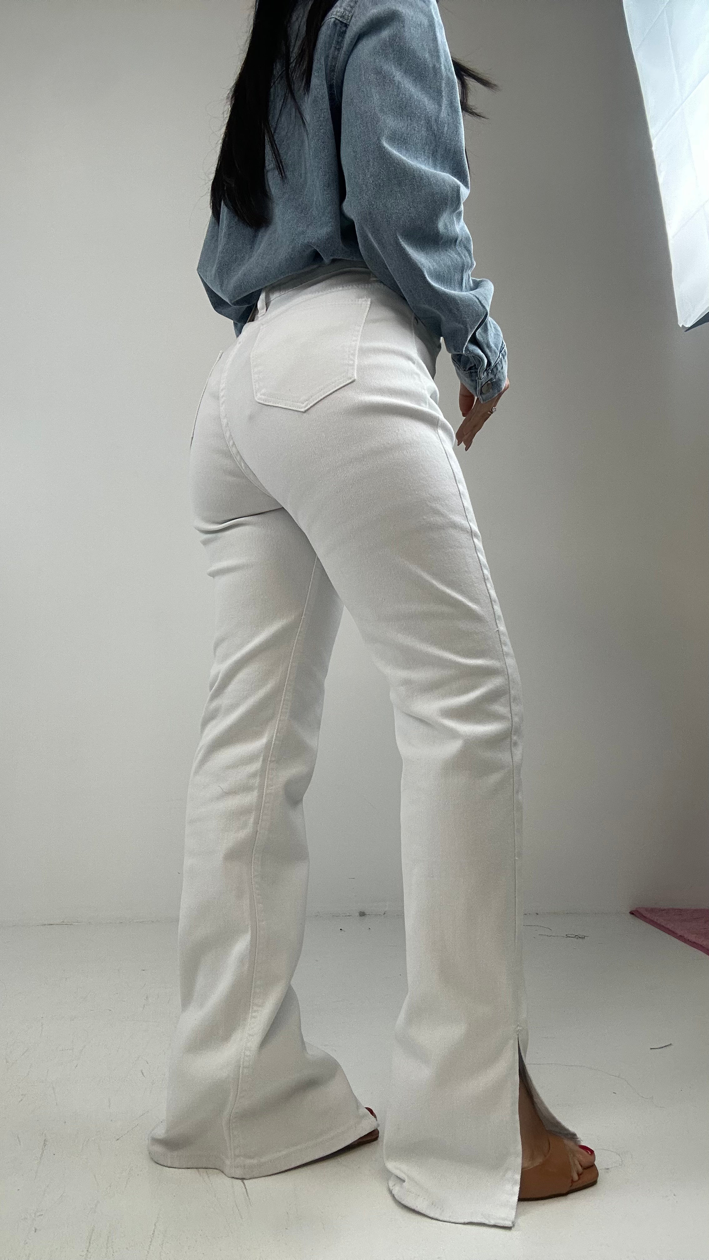 Jeans STRAIGHT SPACCHETTO - BIANCO