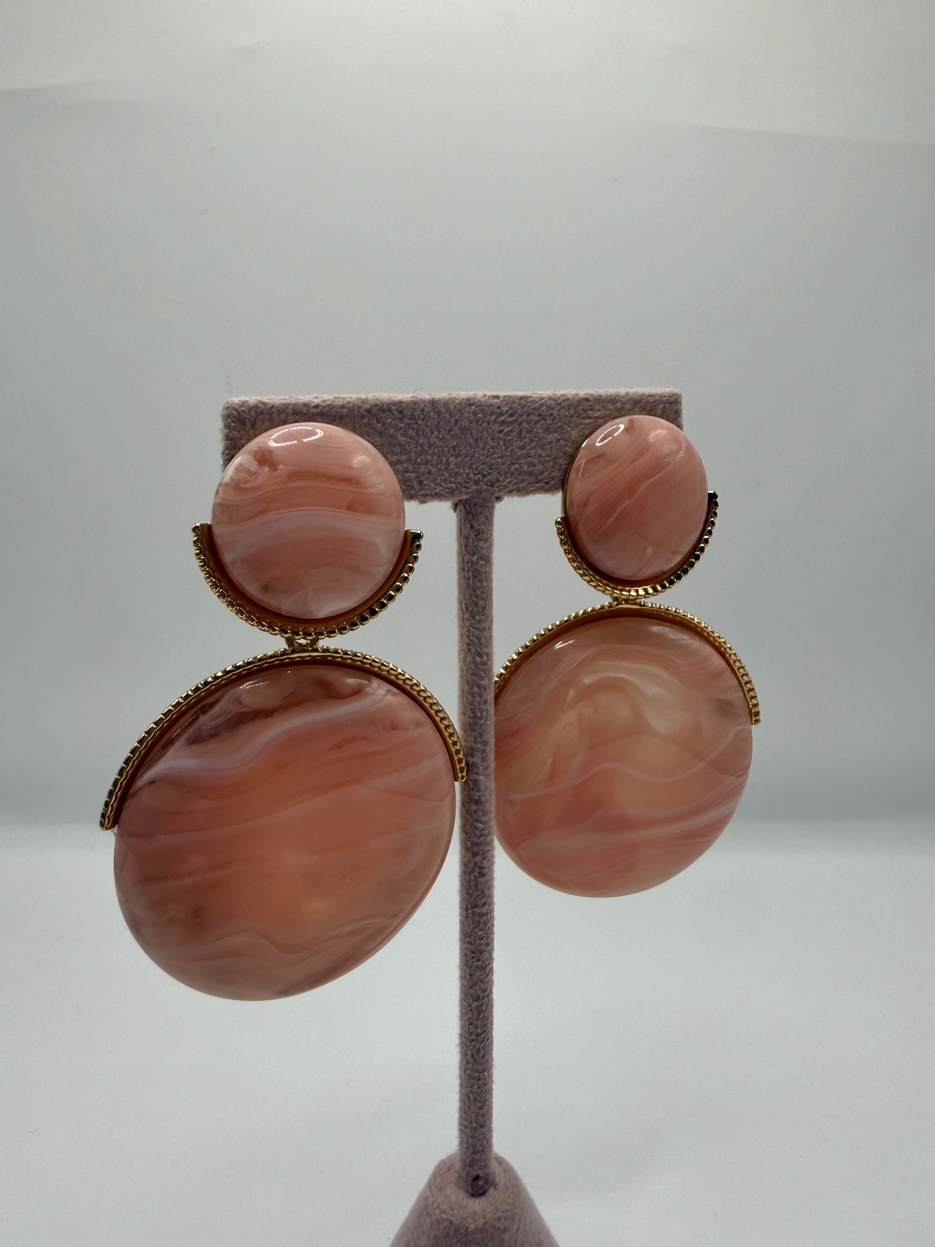 Orecchino DOPPIA PIETRA - ROSA