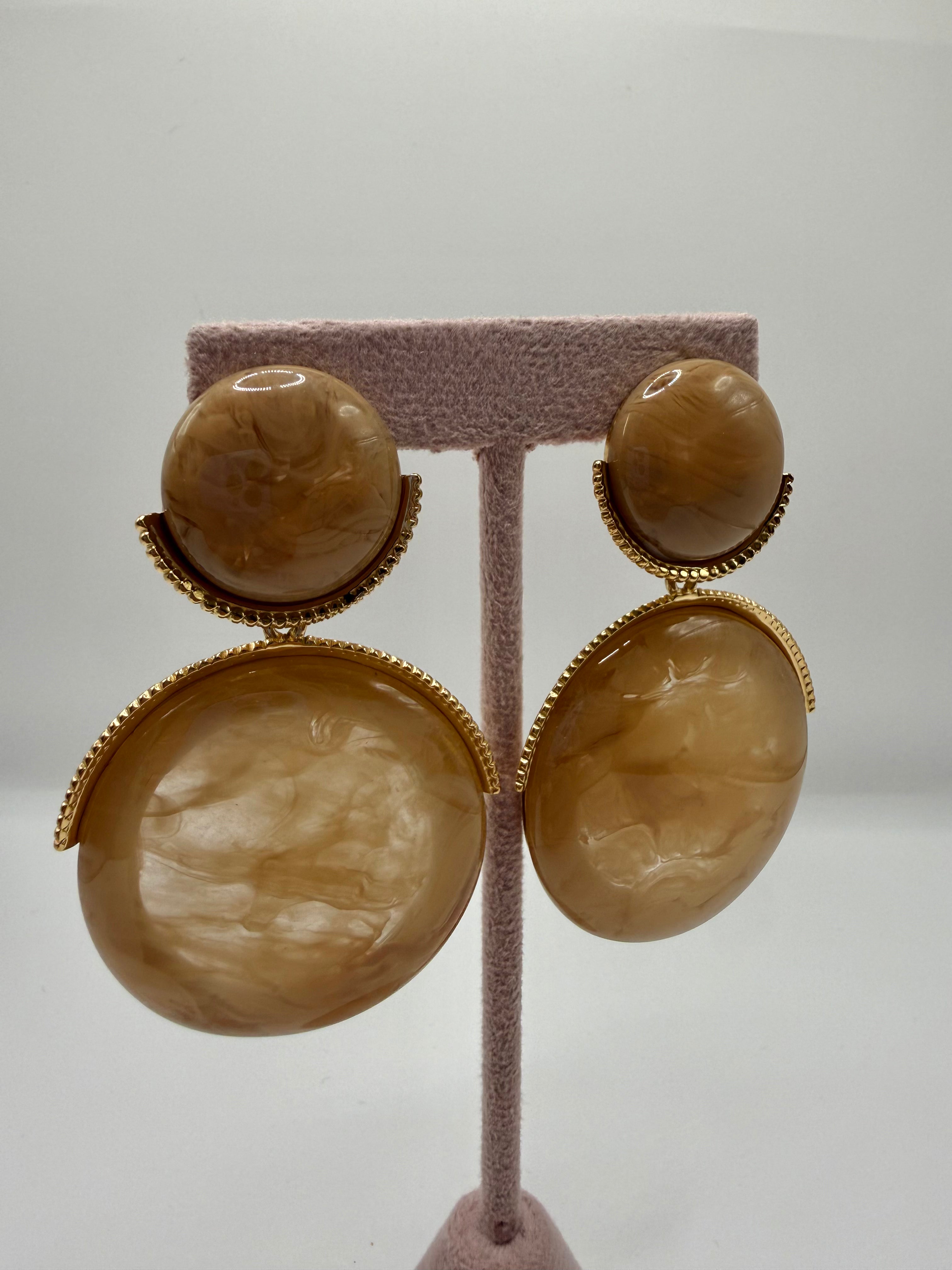 Orecchino DOPPIA PIETRA - BEIGE