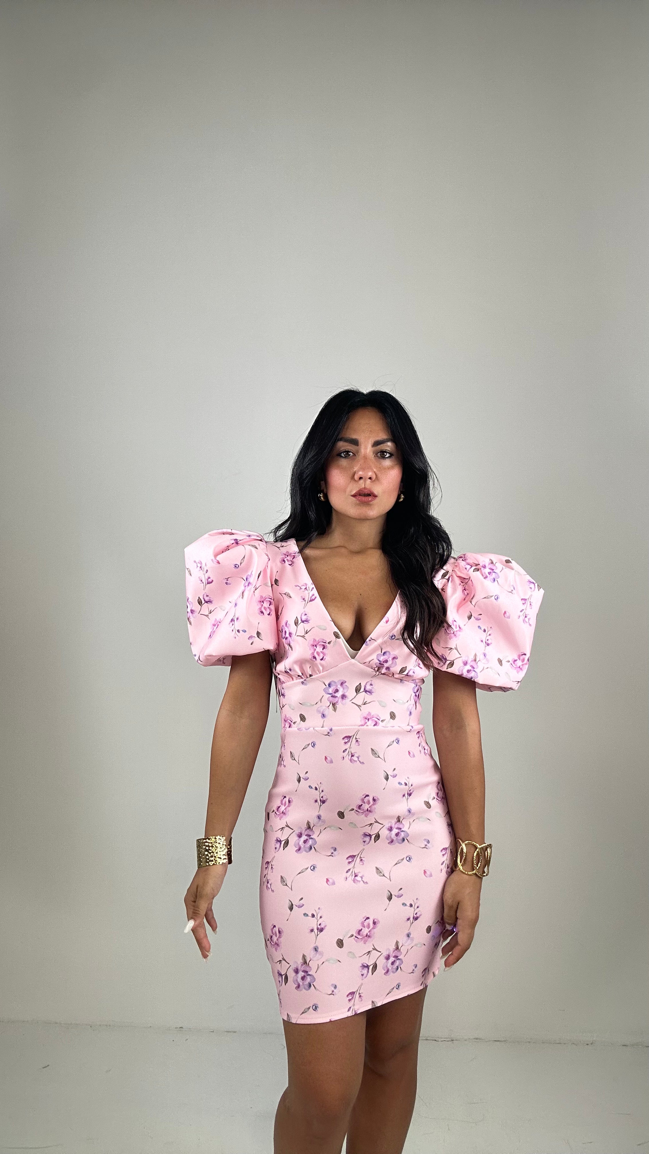 Vestito FIORELLINO MANICA AMPIA - ROSA