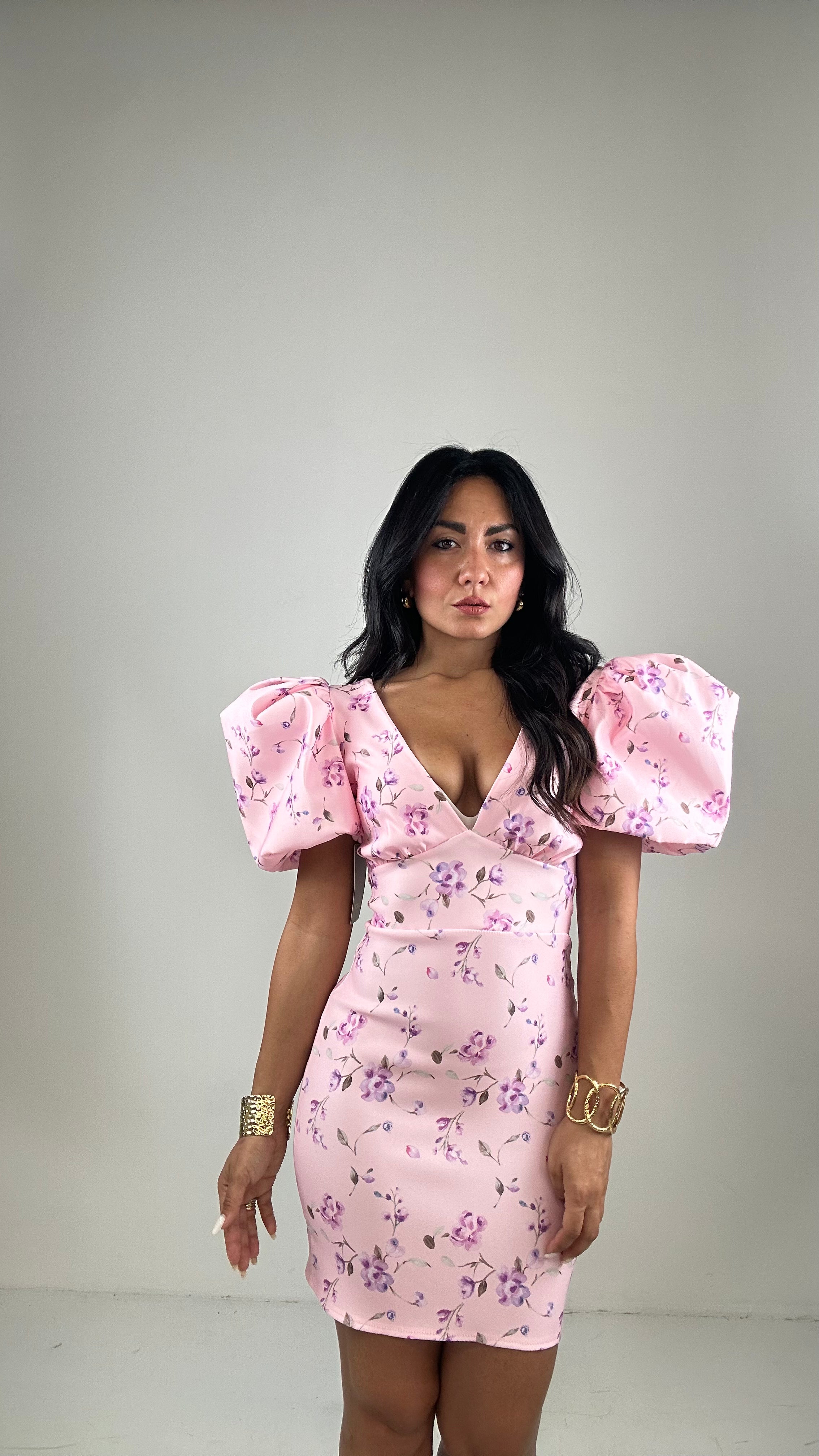 Vestito FIORELLINO MANICA AMPIA - ROSA