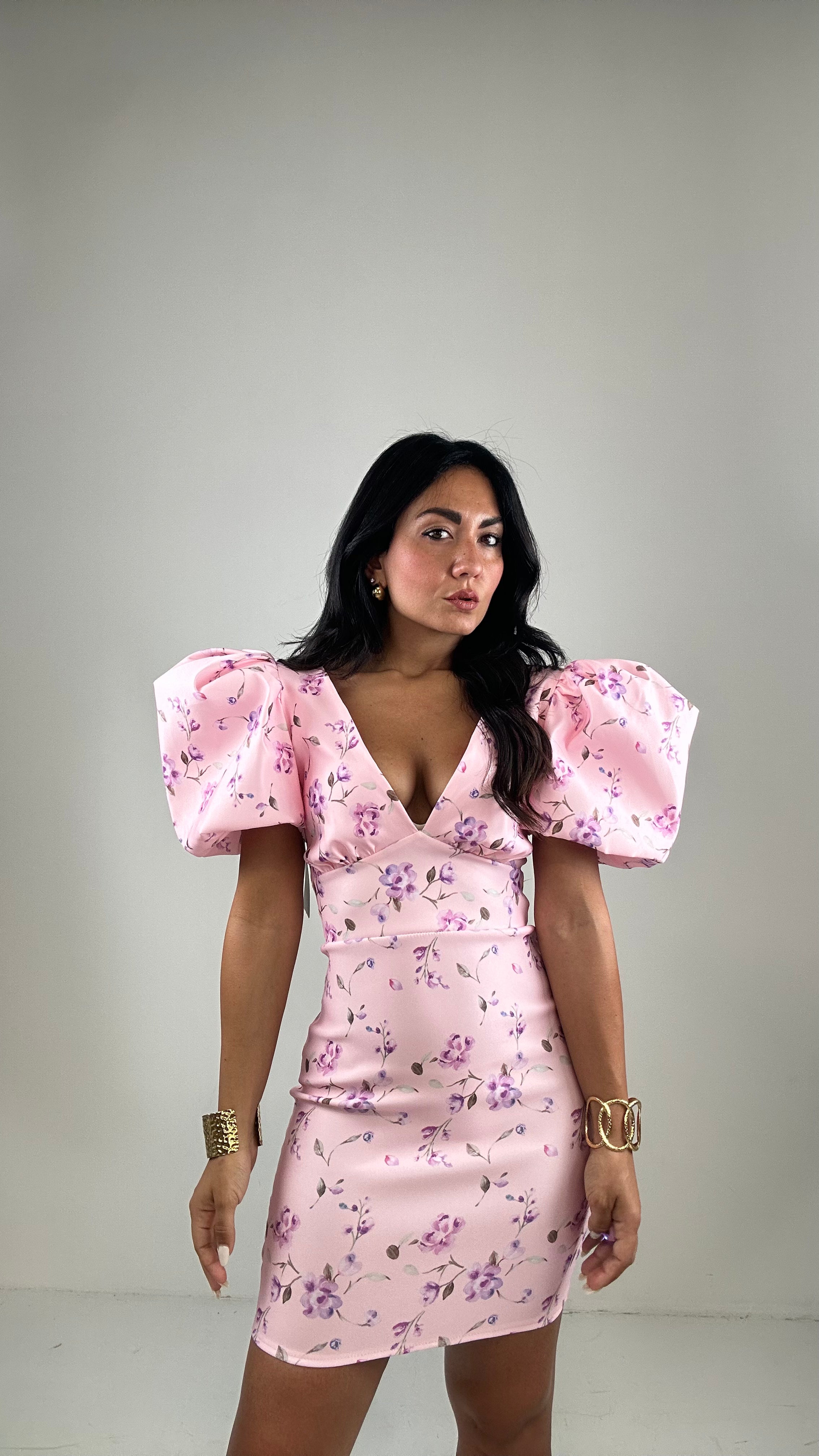 Vestito FIORELLINO MANICA AMPIA - ROSA
