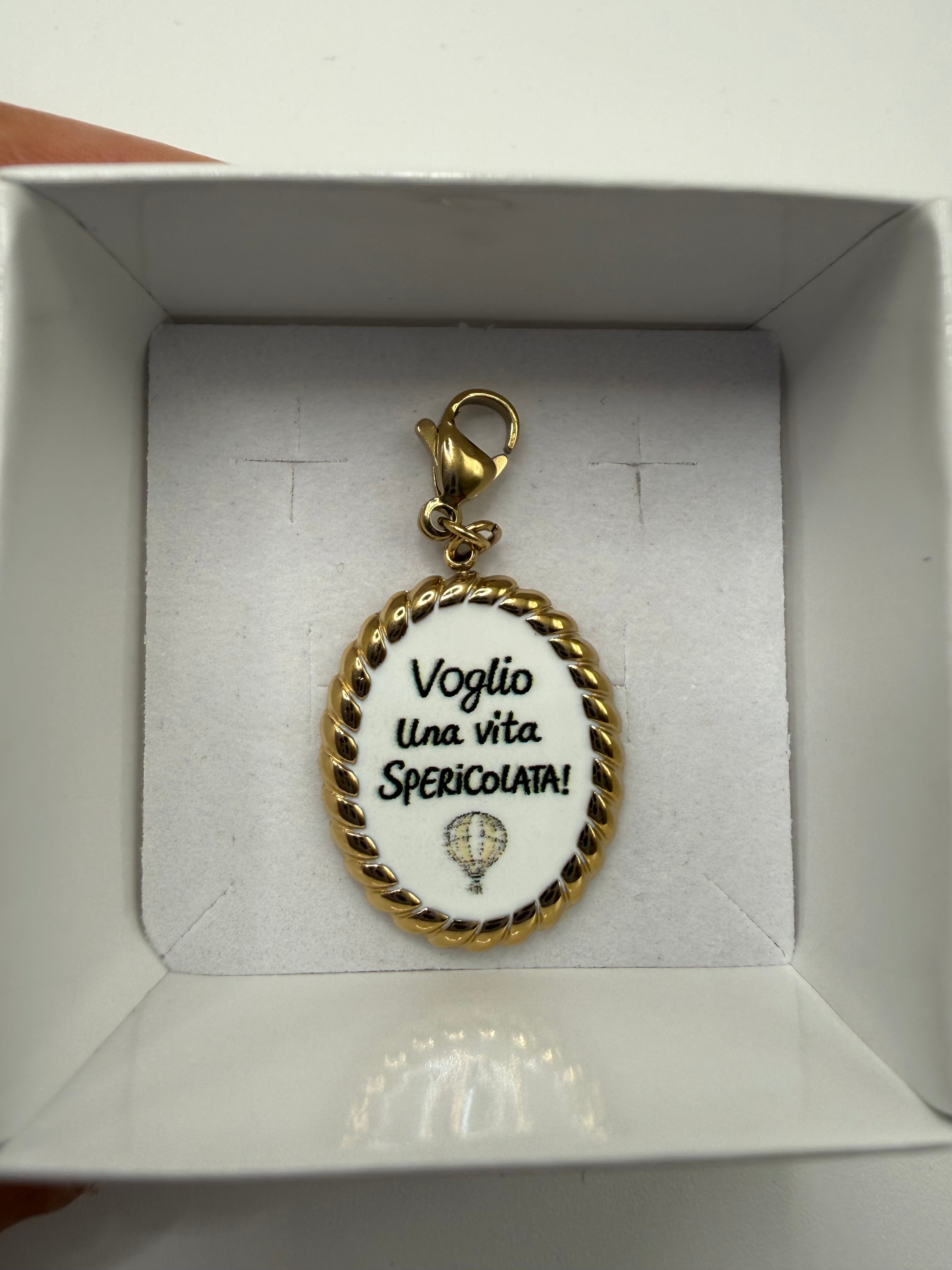 Ciondolo VOGLIO UNA VITA SPERICOLATA - BIANCO