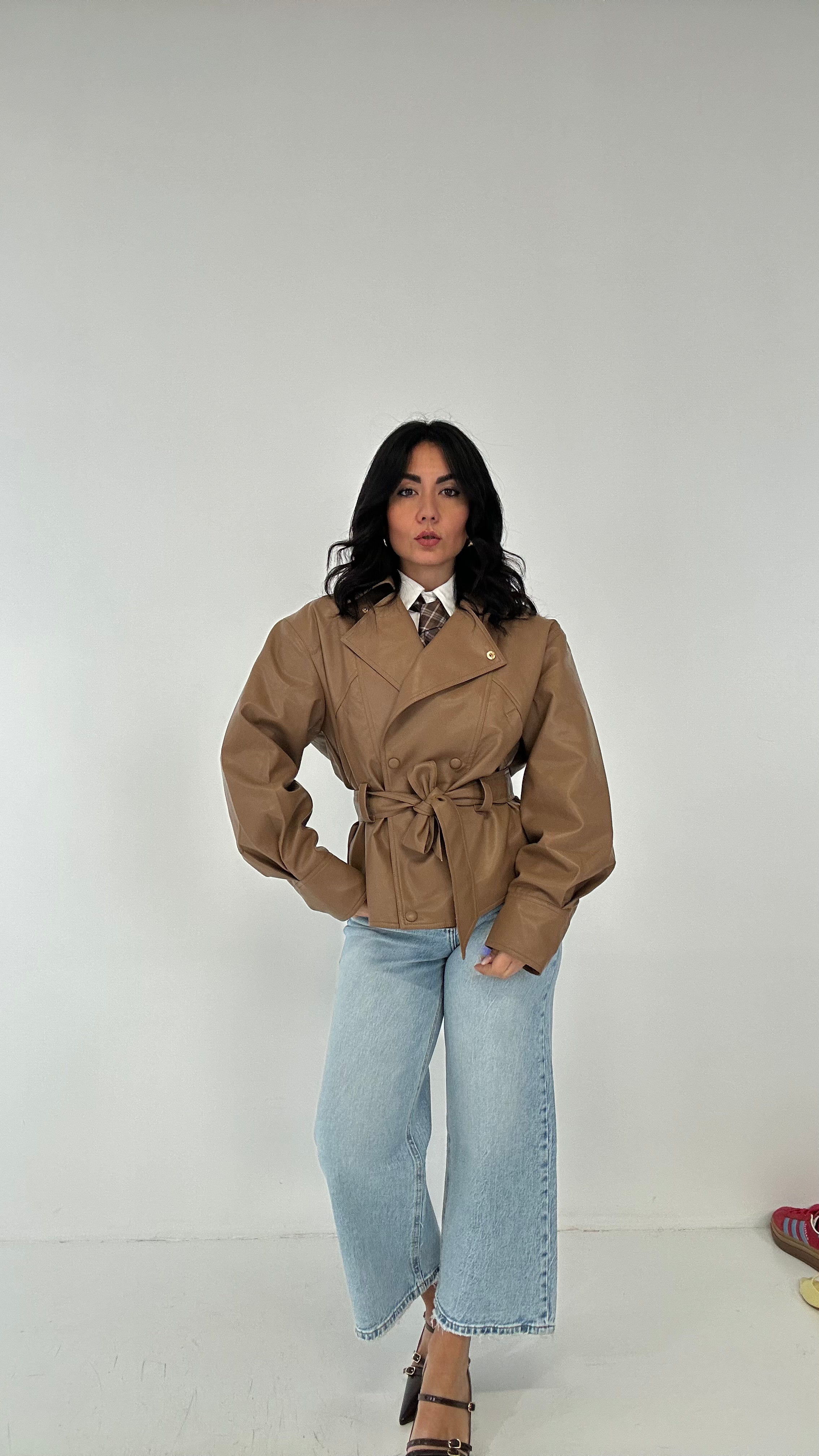 Giubbino ECOPELLE CINTURA - CAMMELLO