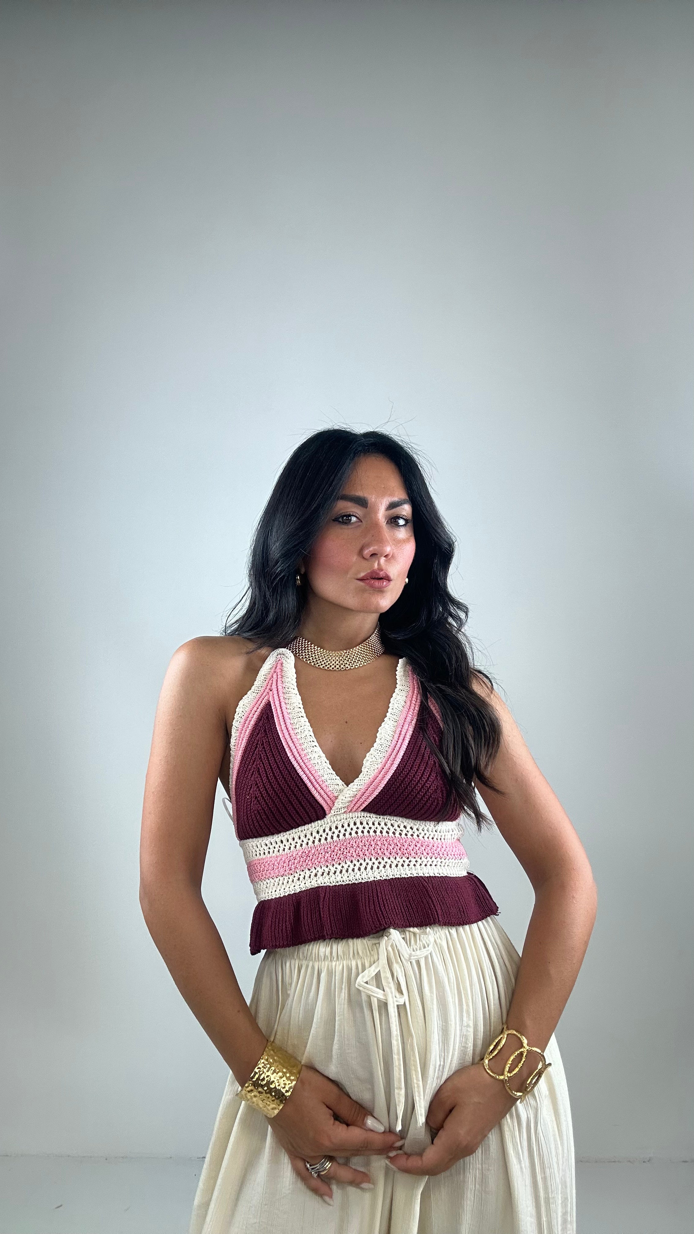 Top MACRAME' COOLOR - MAGENTA