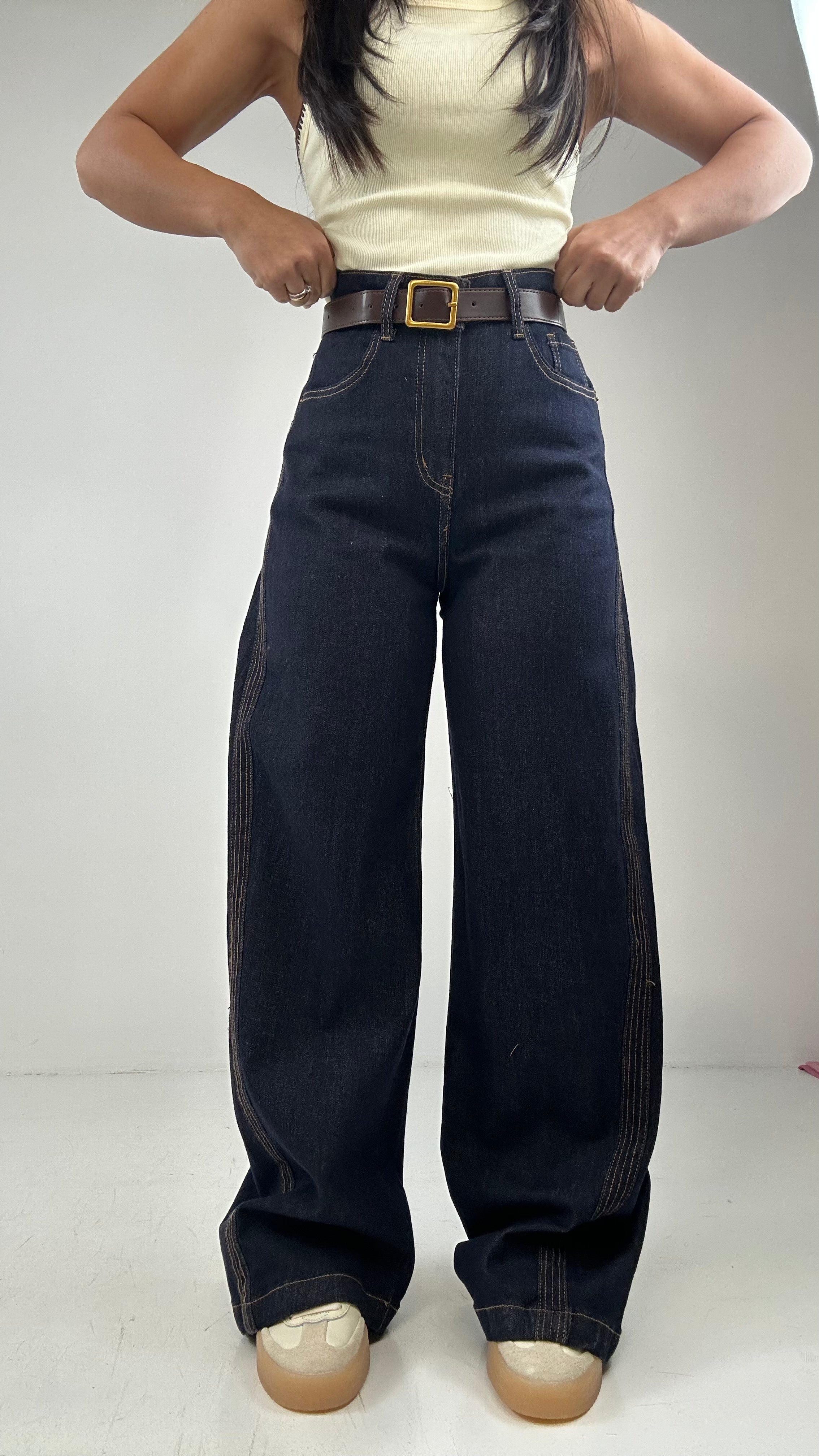 Jeans WIDE LEG CUCITURE E CINTURA - JEANS