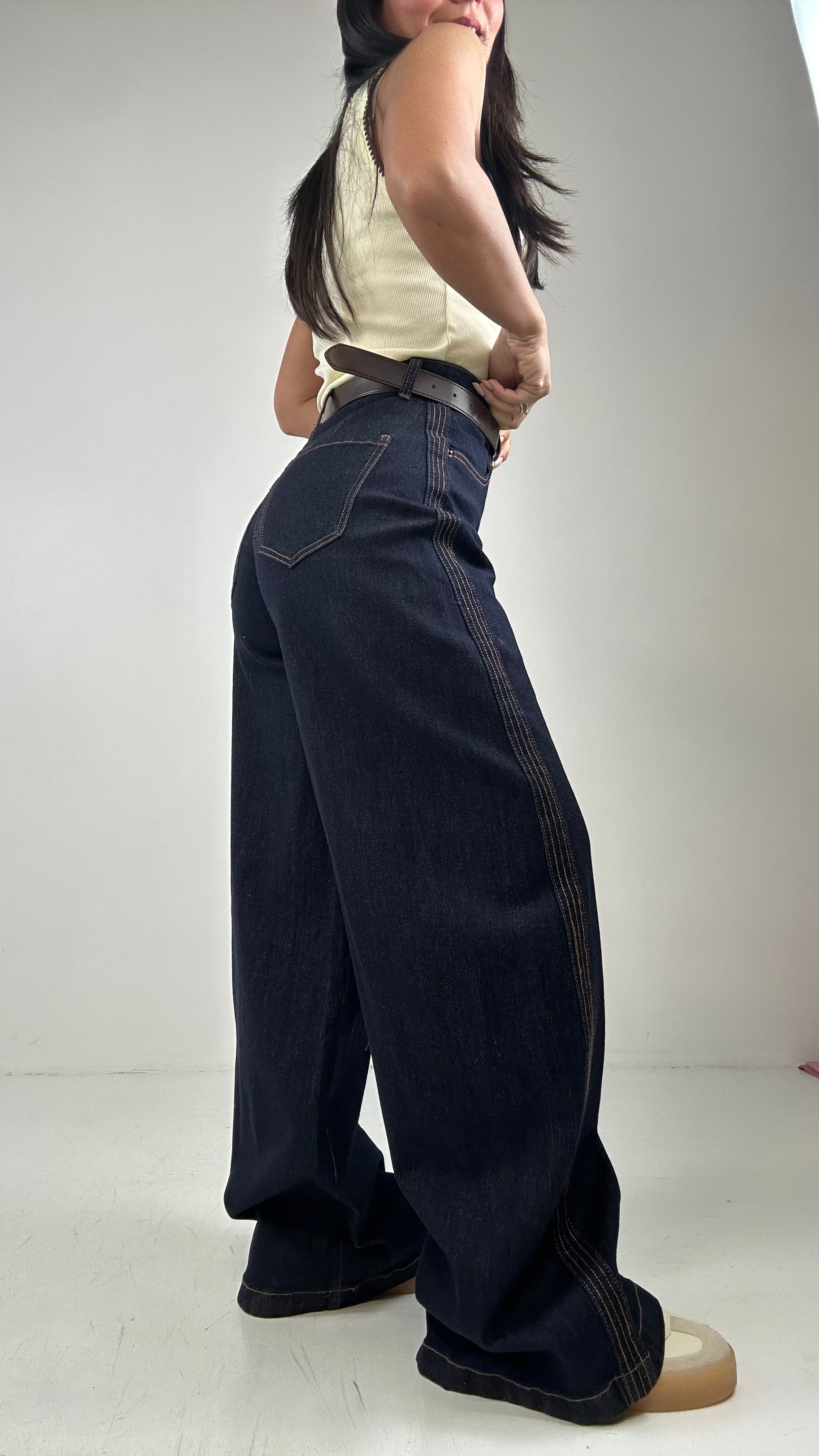 Jeans WIDE LEG CUCITURE E CINTURA - JEANS