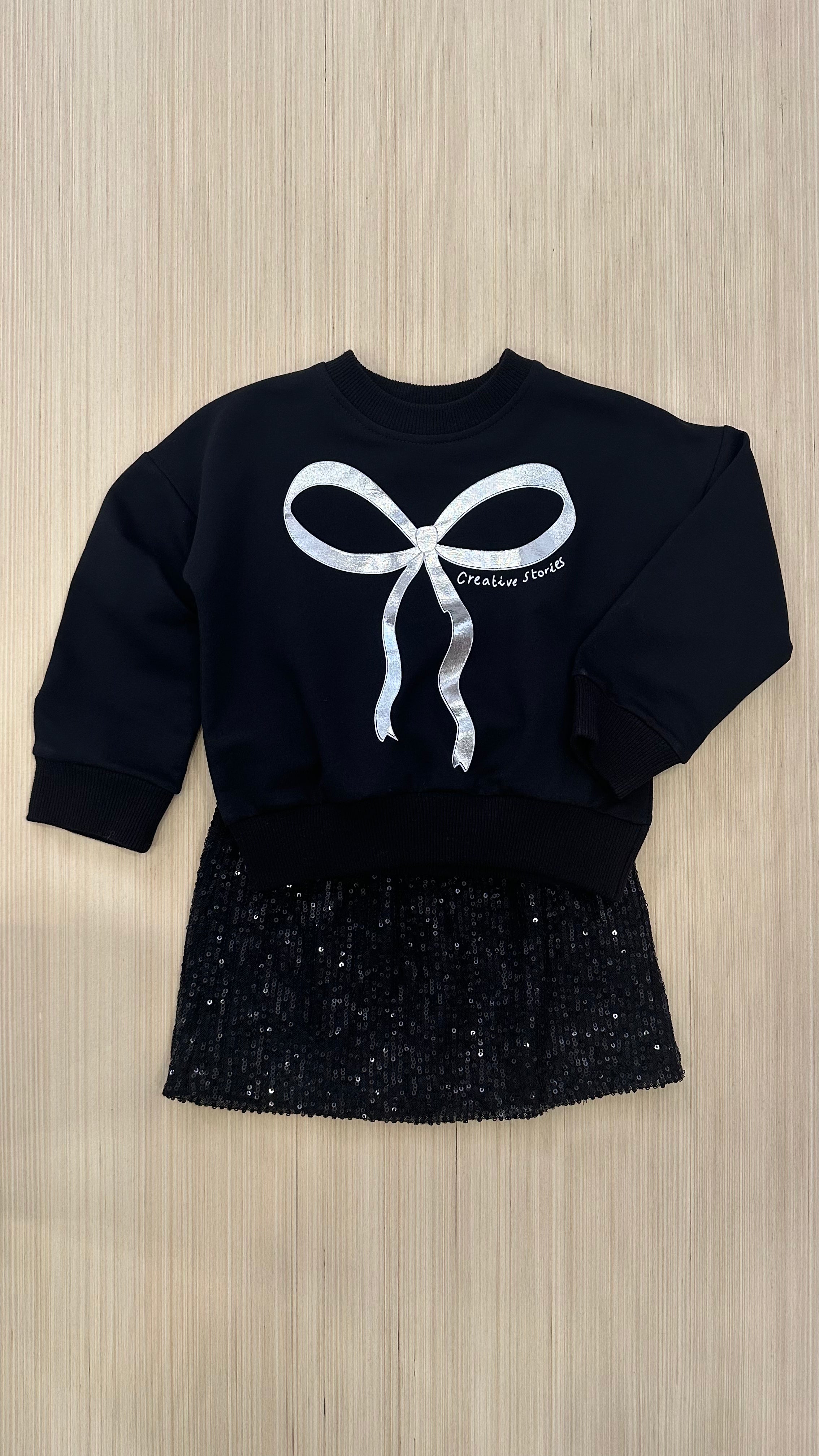 Completo FELPA E GONNA PAILLETTES - NERO