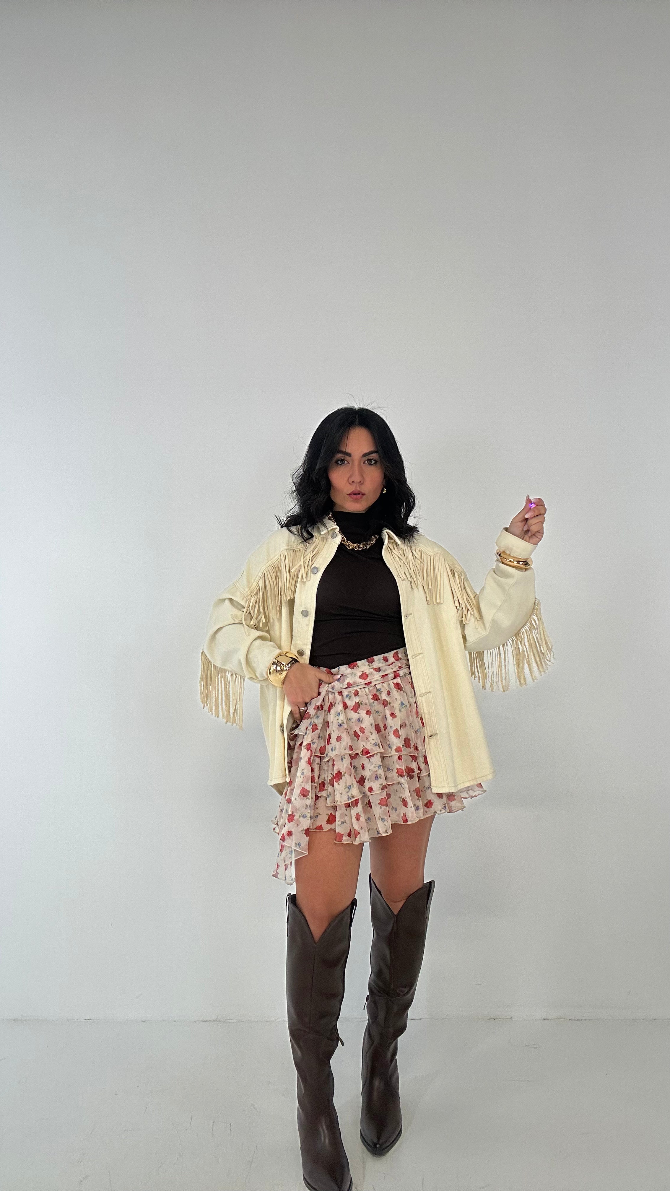 Gonna LUMINA FIORELLINI - BIANCO