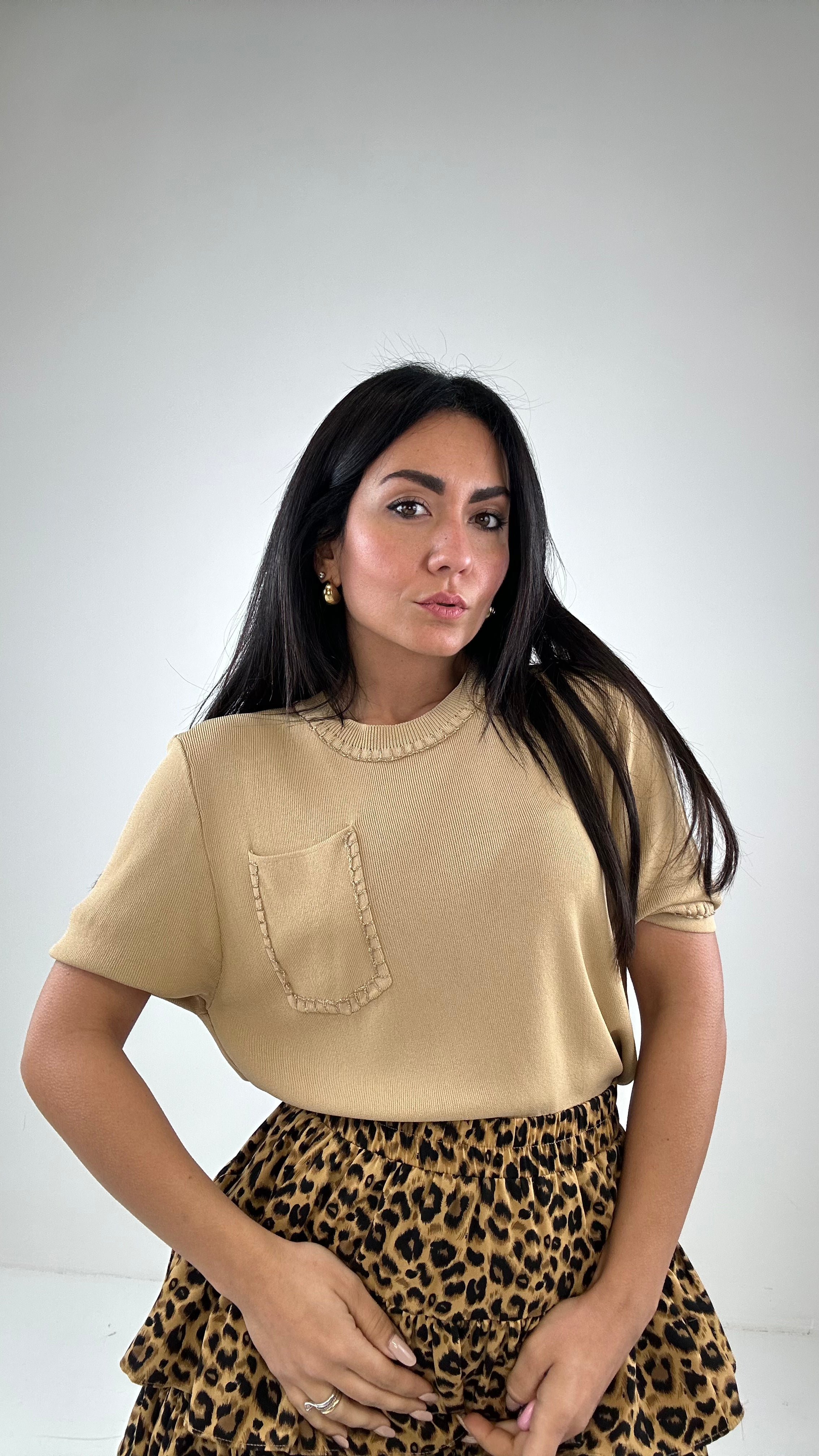 Maglia TASCHINO BORDATA - CAMMELLO