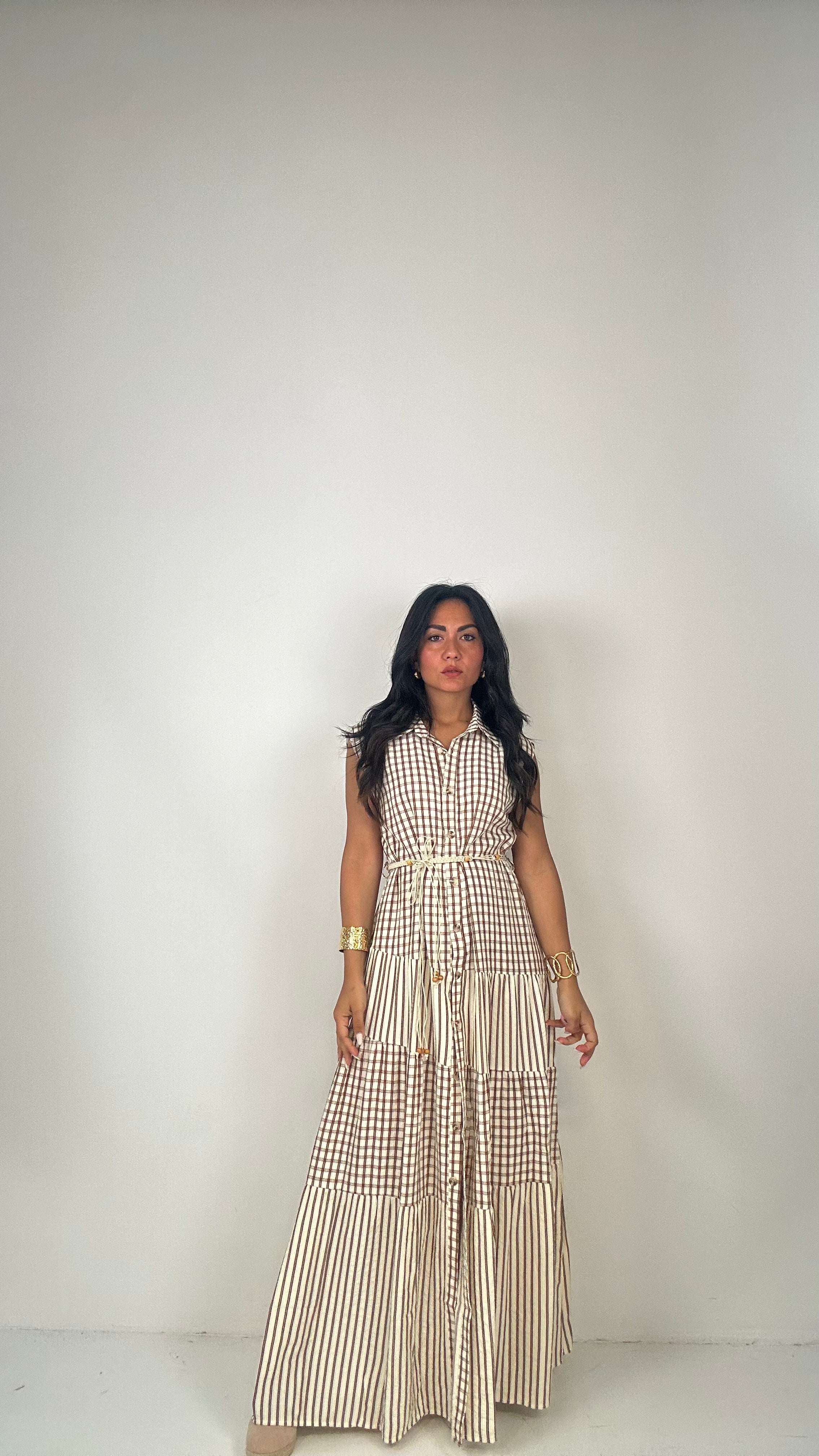 Vestito CAMICIONE QUDRETTI - MARRONE