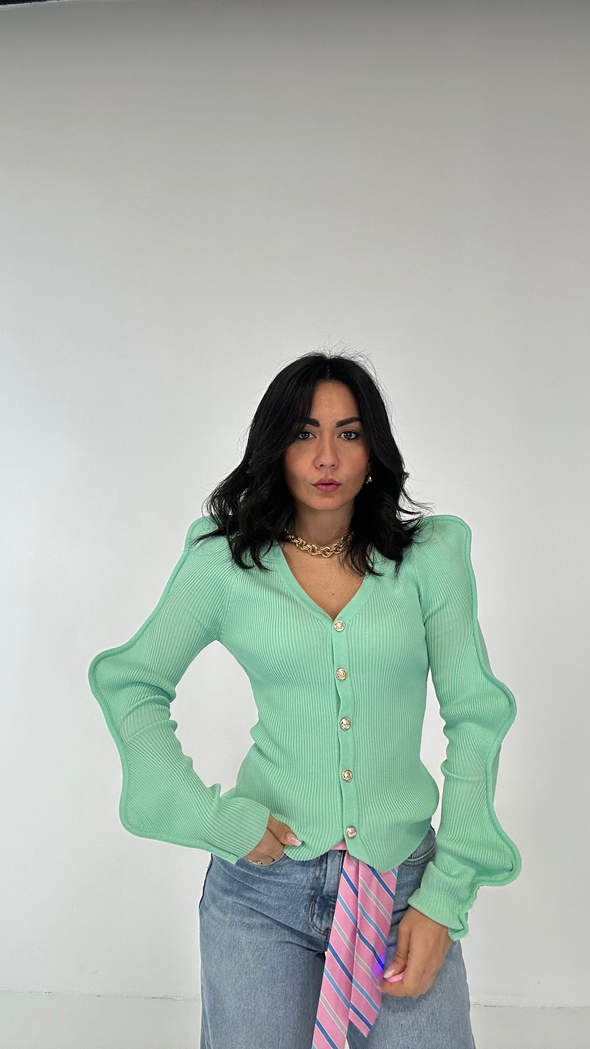 Cardigan MANICA ONDULATA - TIFFANY