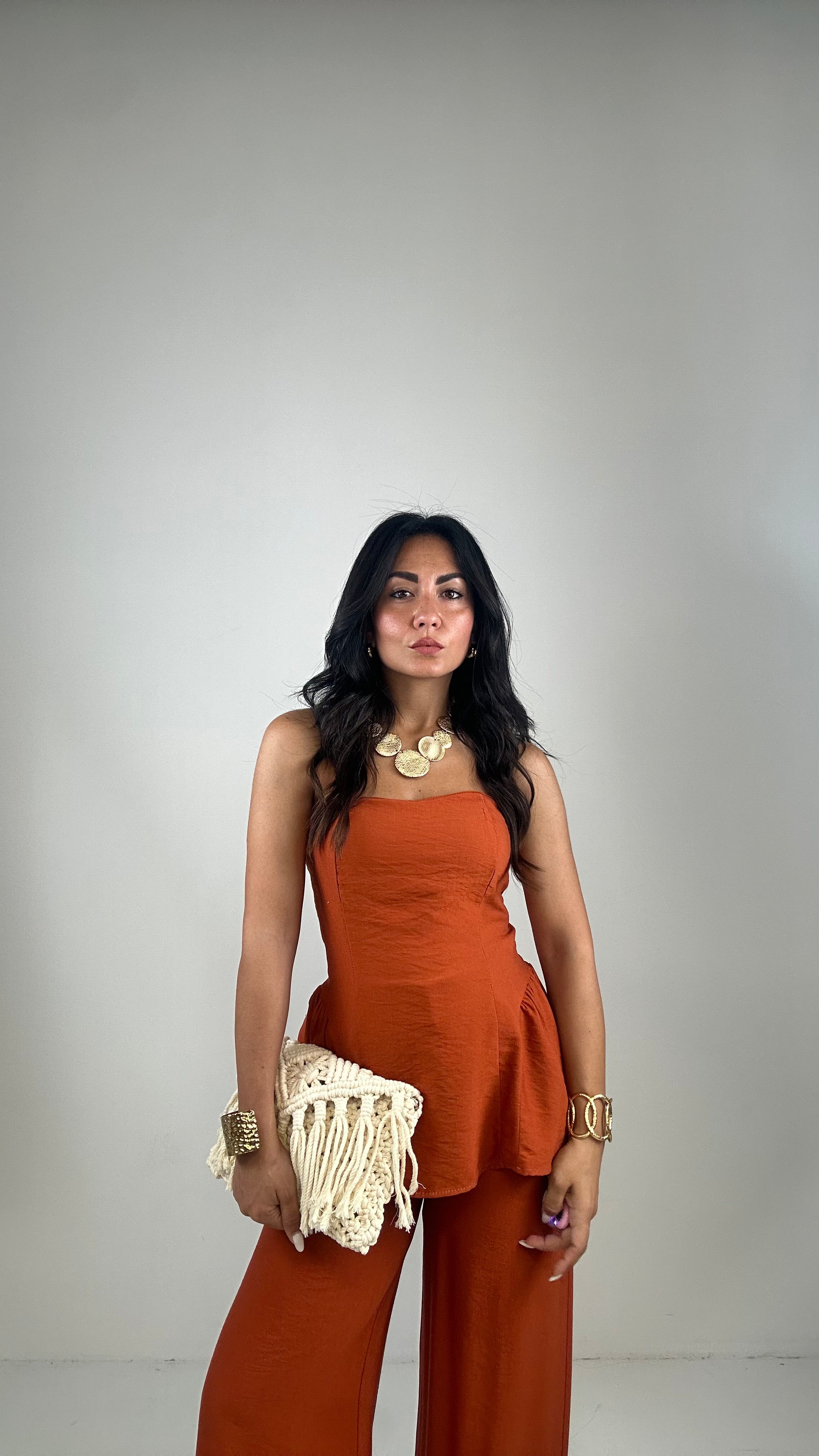 borsa RICAMO CON FRANGE - PANNA