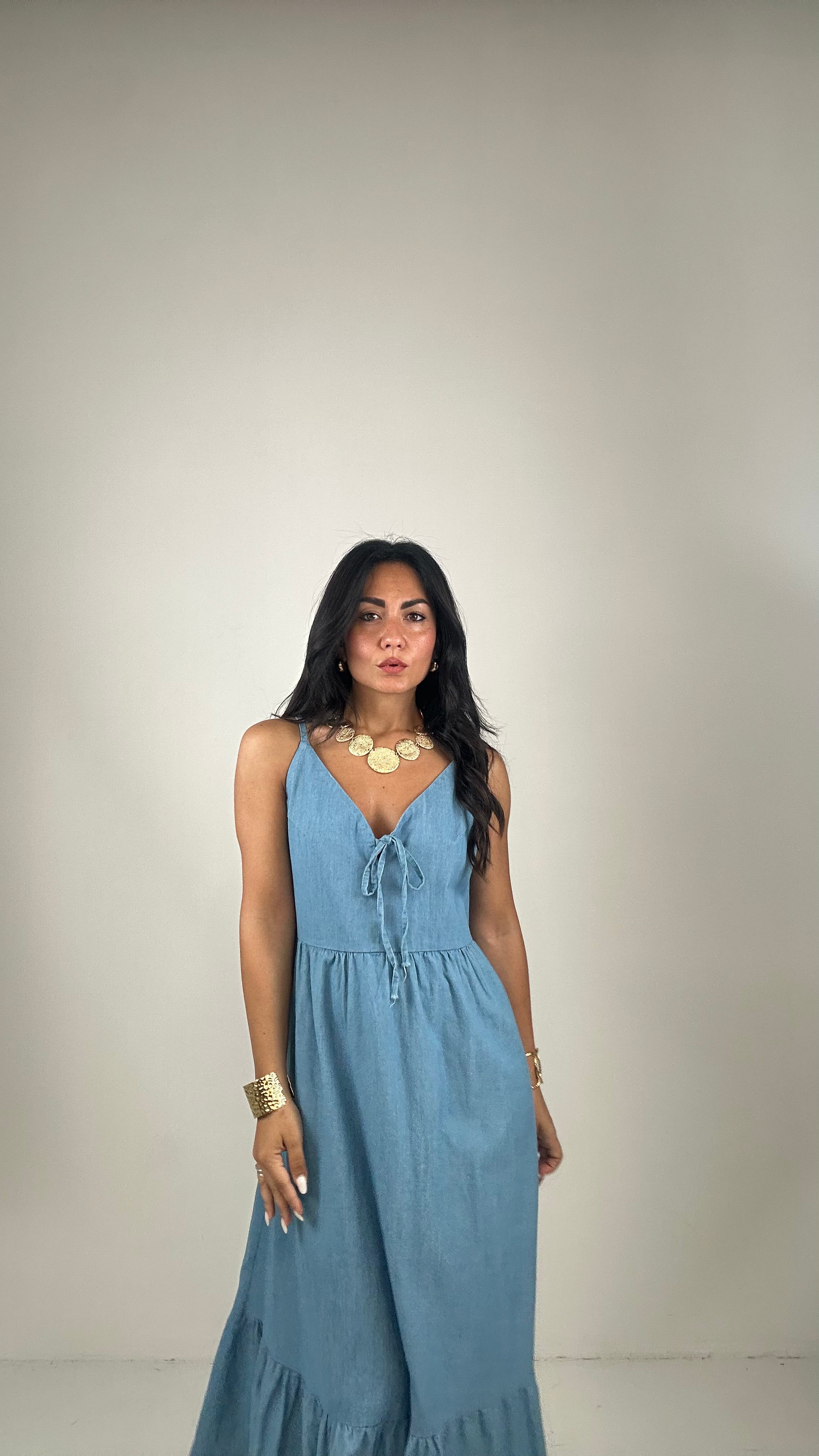 Vestito DENIM SCOLLO SUL RETRO - JEANS