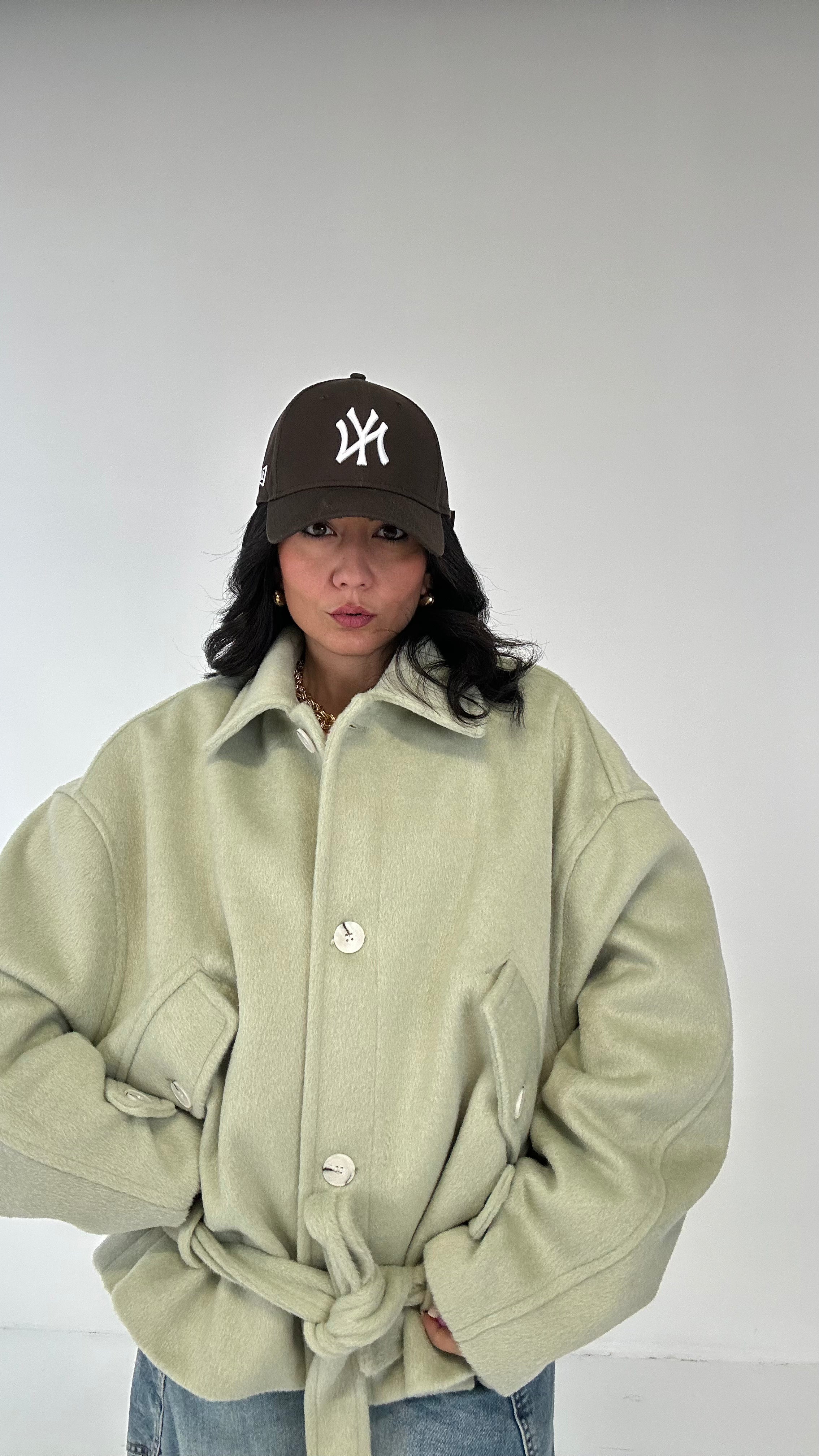 Cappottino LUMINA CON CINTURA - VERDE