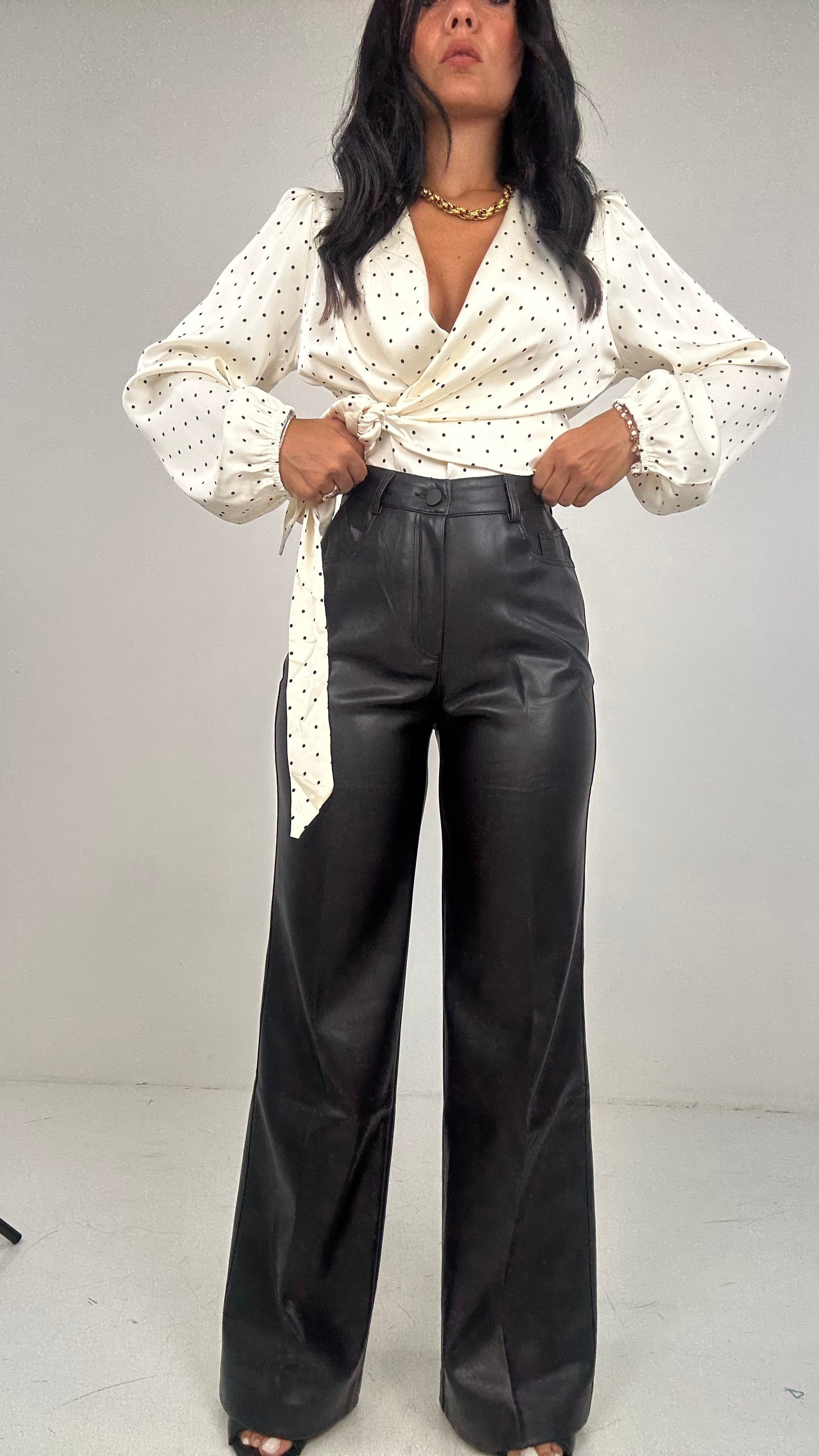 Pantalone ECOPELLE LARGE - NERO