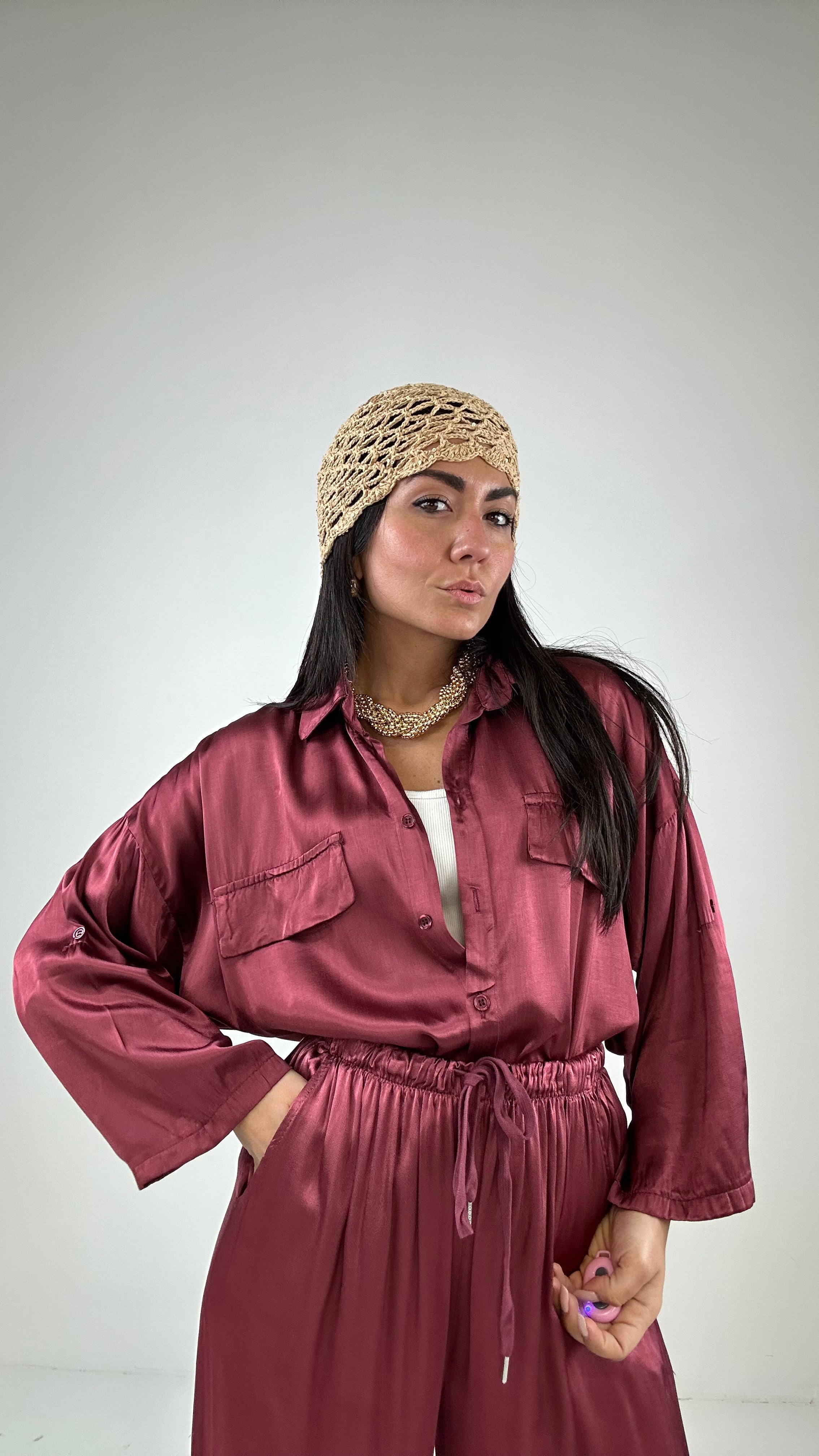 Camicia SATIN - BORDEAUX
