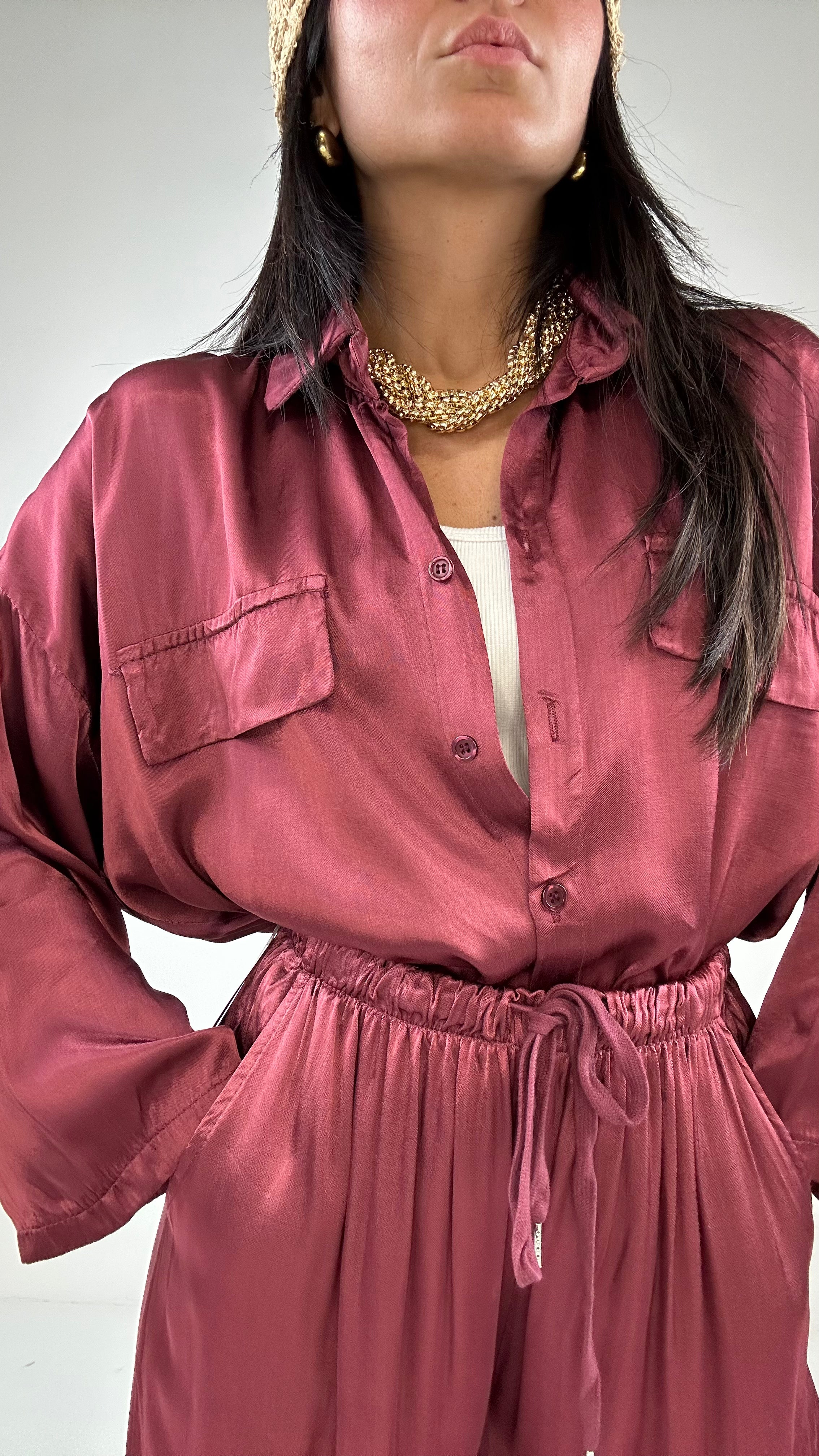 Camicia SATIN - BORDEAUX