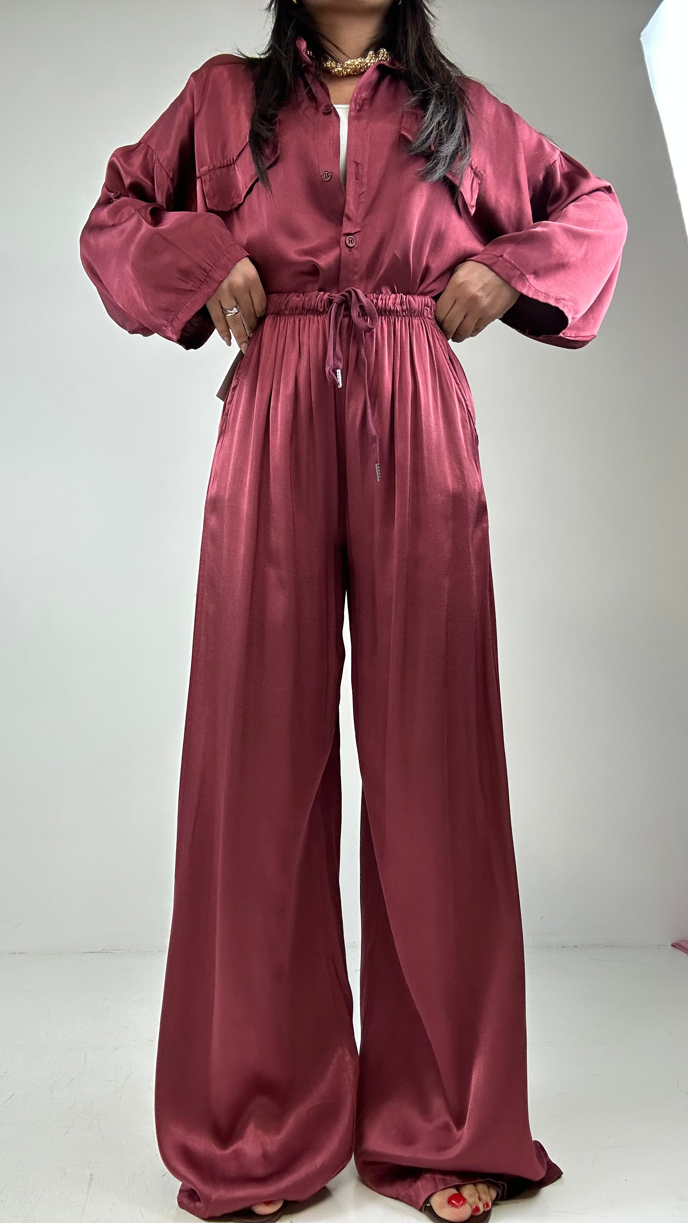 Pantalone SATIN - BORDEAUX