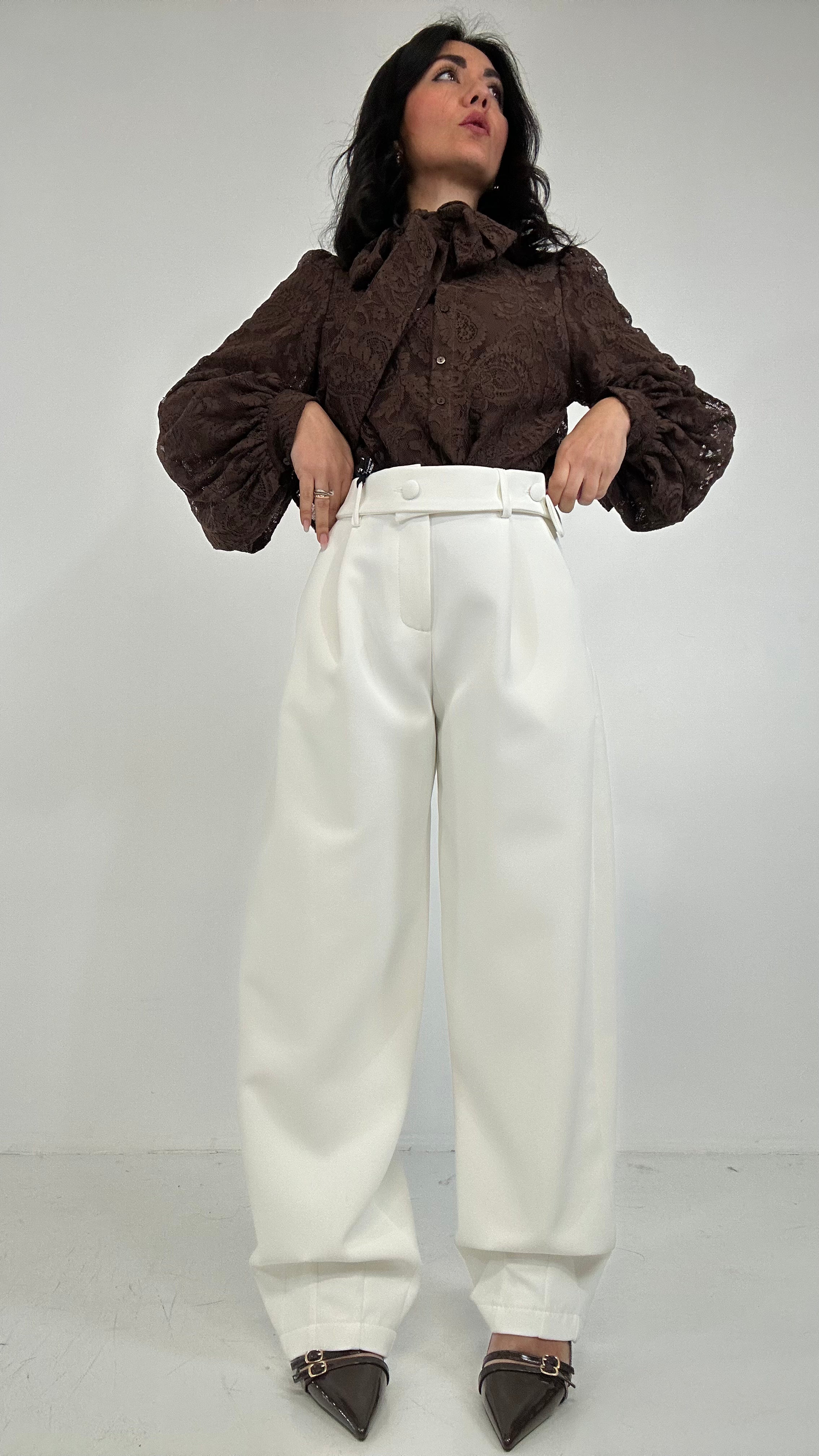 Pantalone LUMINA bottoncino - BIANCO