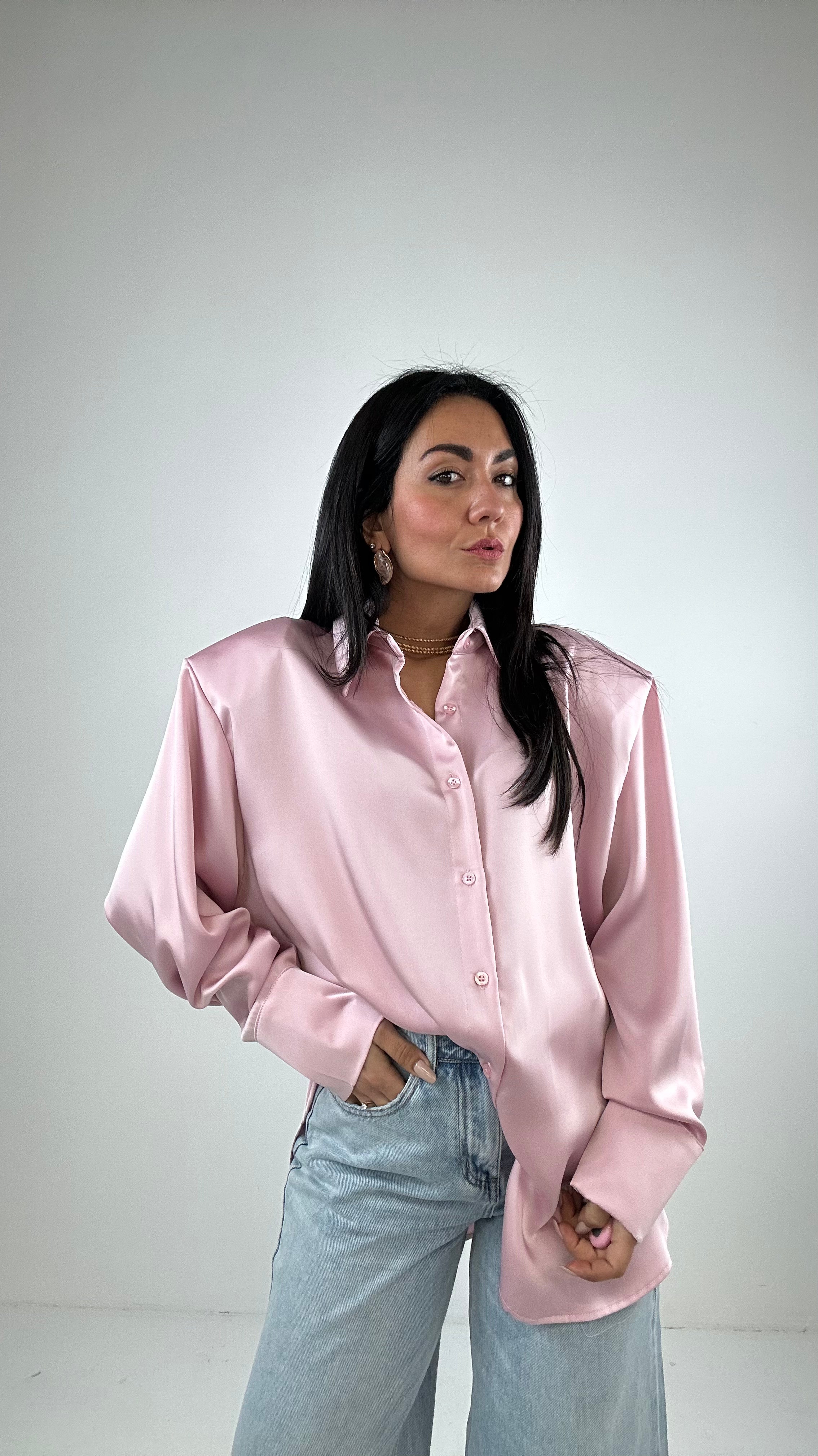 Camicia JUST SATIN CON SPALLINA - ROSA