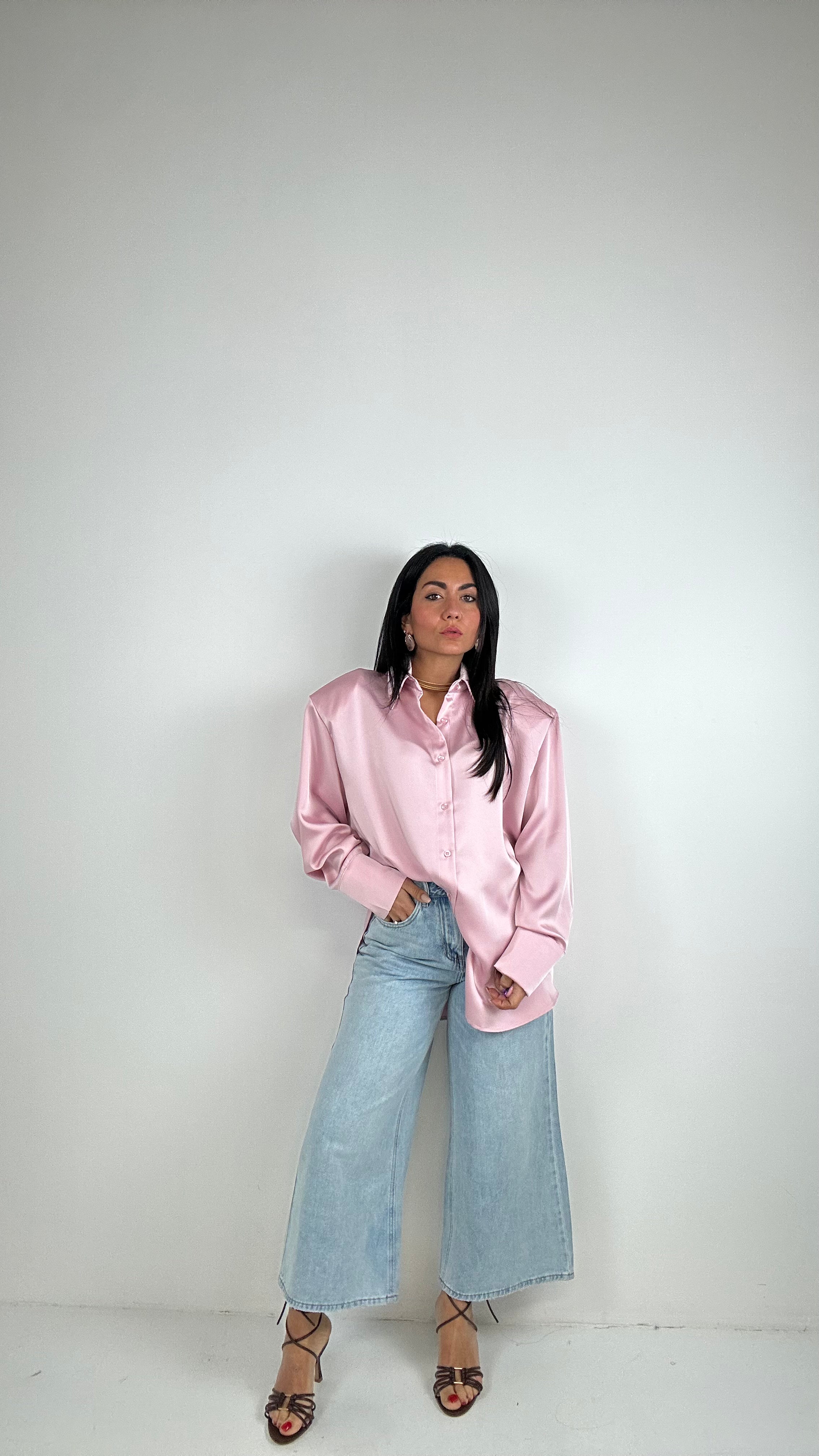 Camicia JUST SATIN CON SPALLINA - ROSA