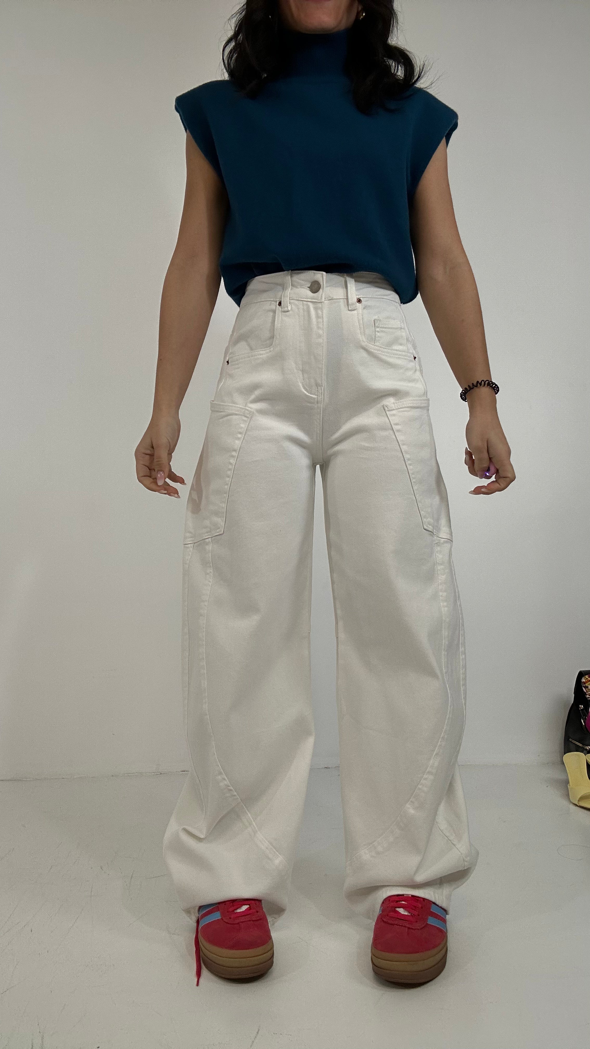 Jeans BALLON CON TASCHE GRANDI - BIANCO