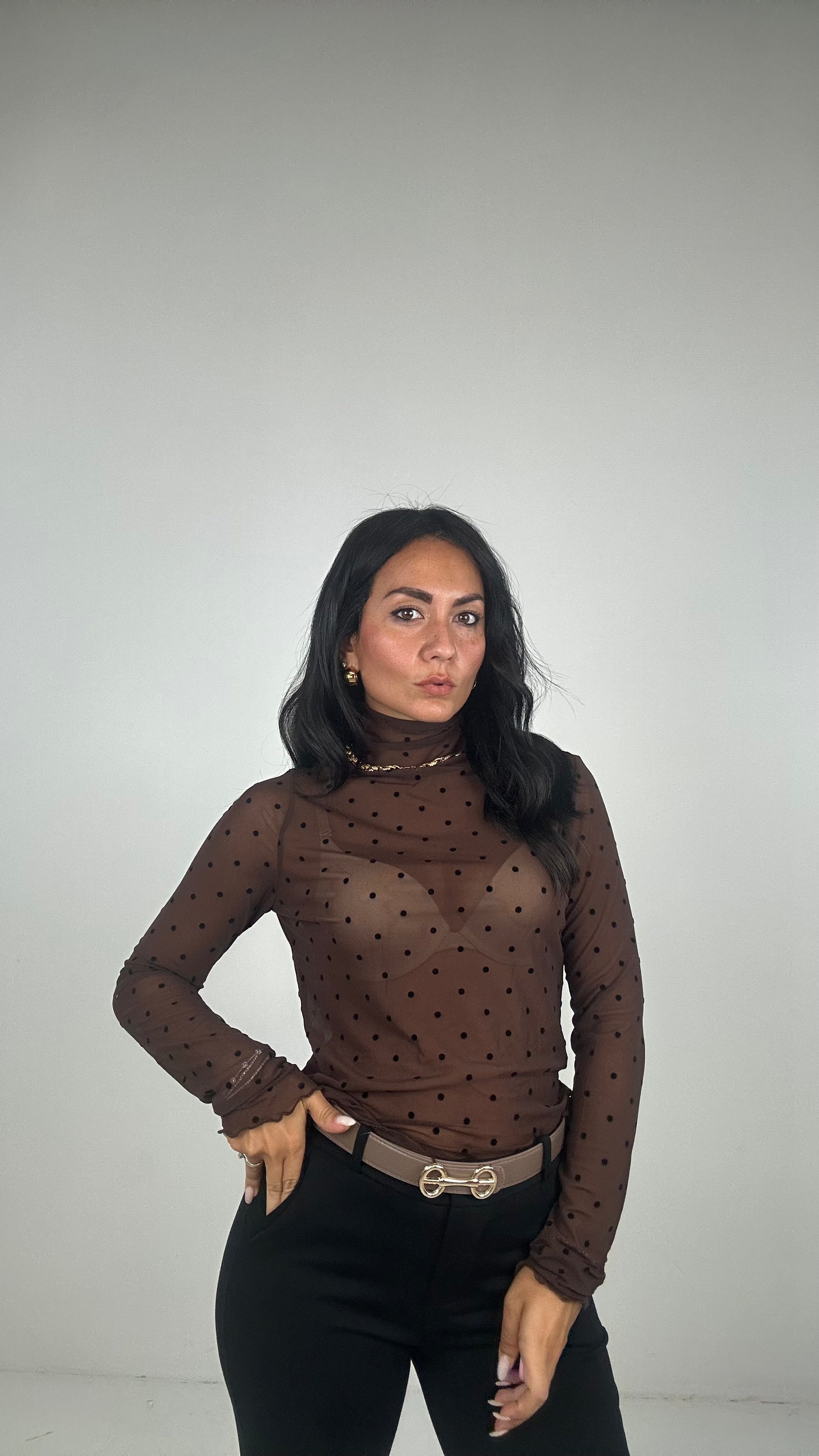 Maglia VELETTO POIS - MARRONE