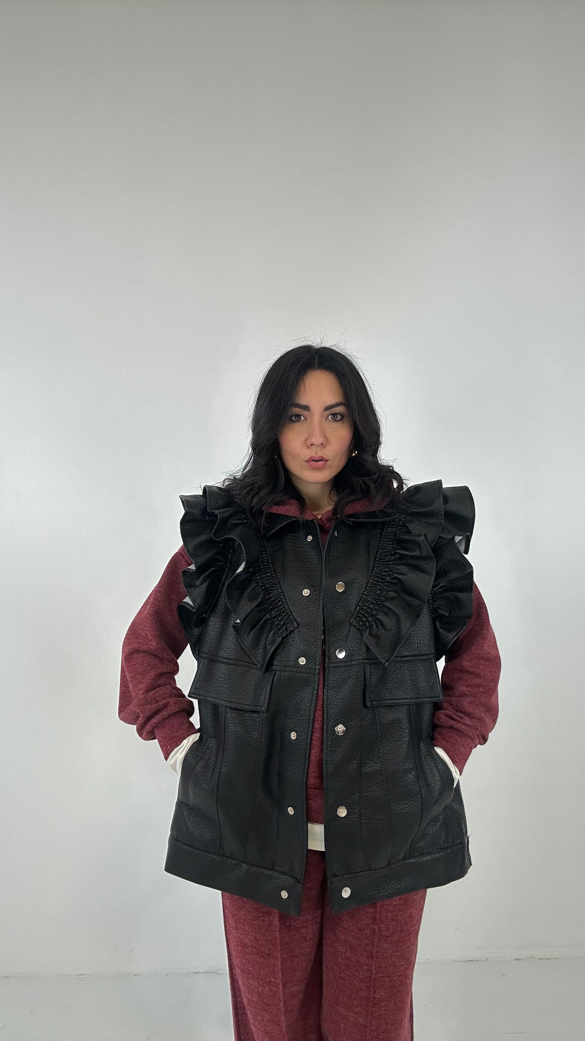 Gilet ECOPELLE VOLANT - NERO