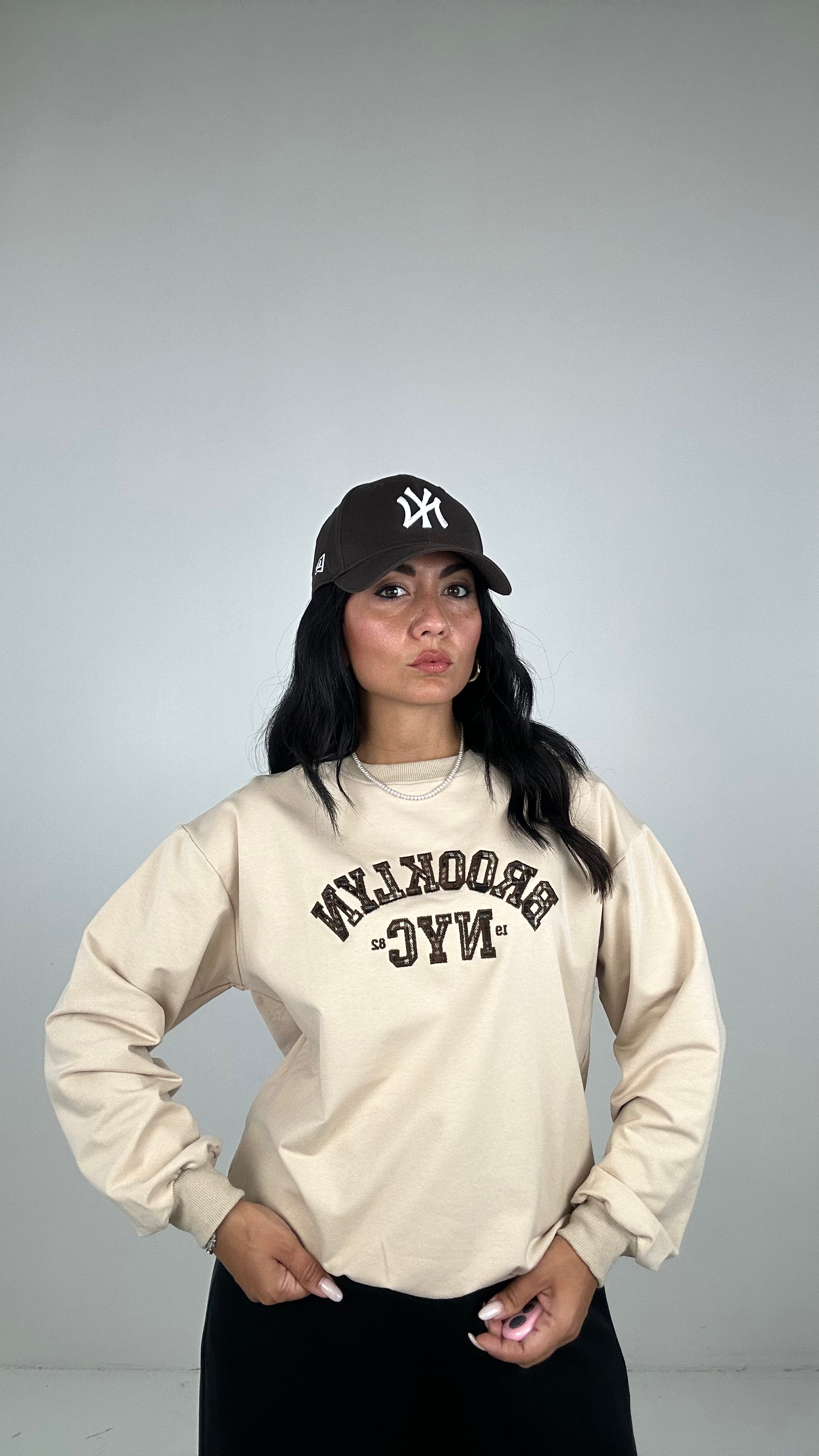 Felpa BROOKLYN NYC - BEIGE