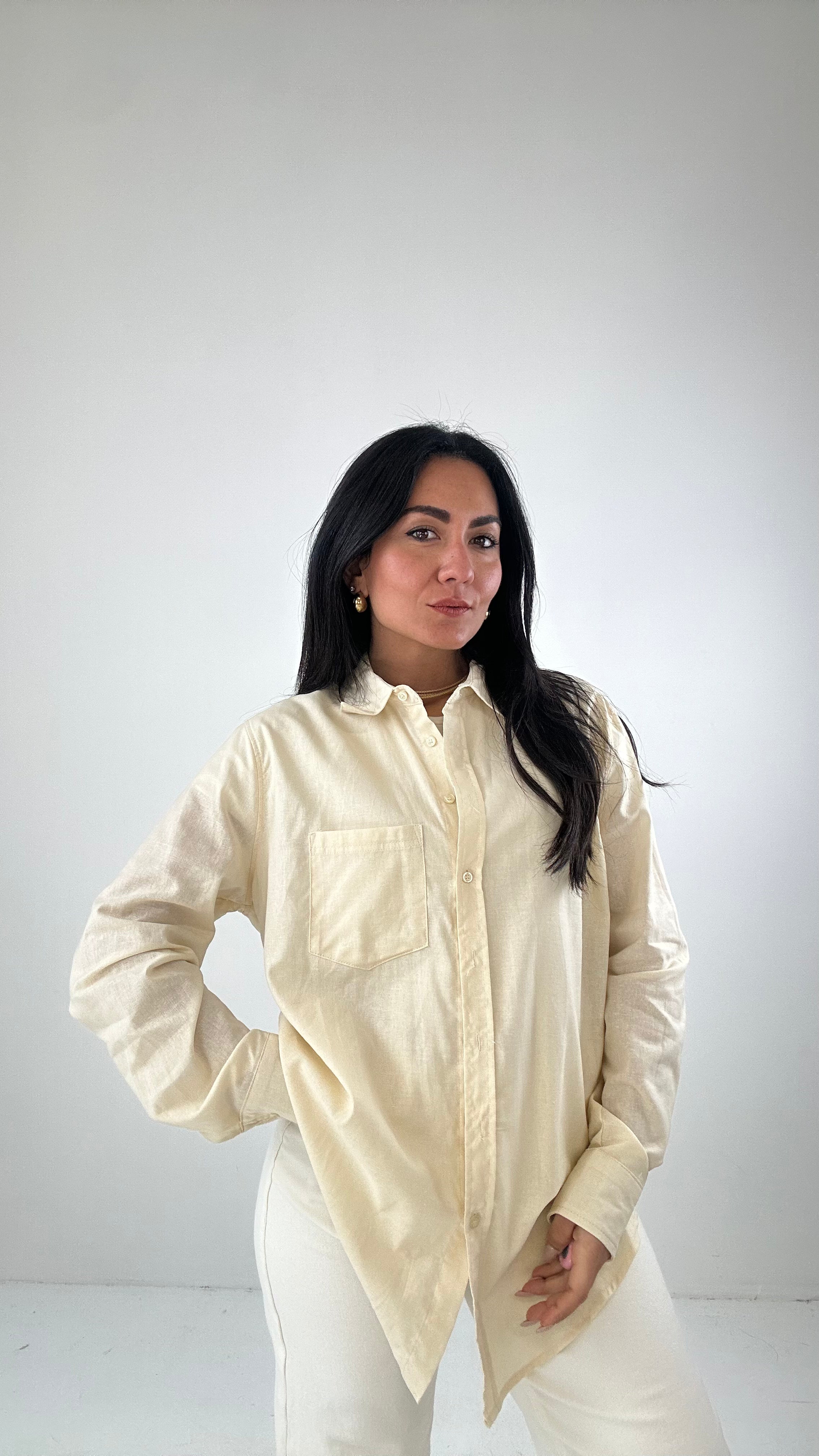 Camicia BASIC CON TASCHINO - BEIGE
