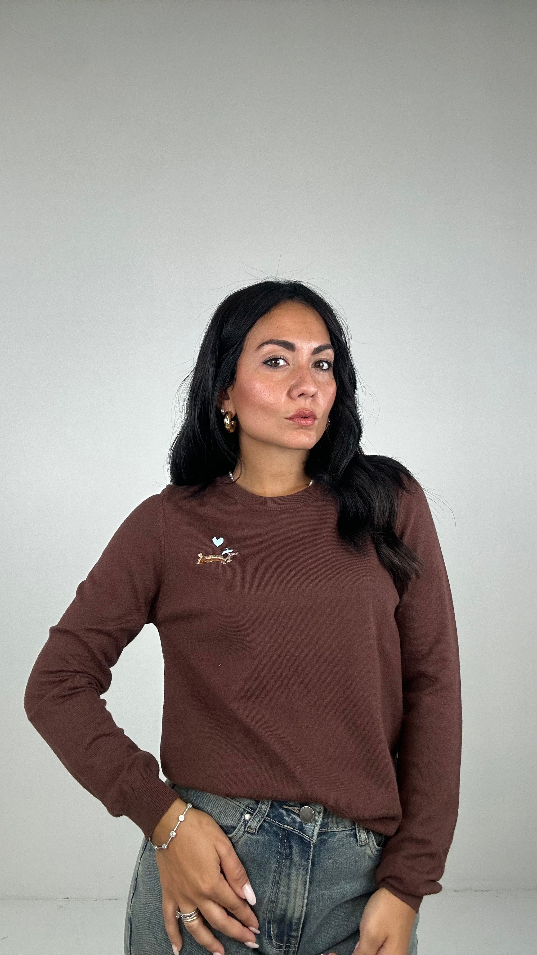 Pull BASSOTTO CUORICINO - MARRONE