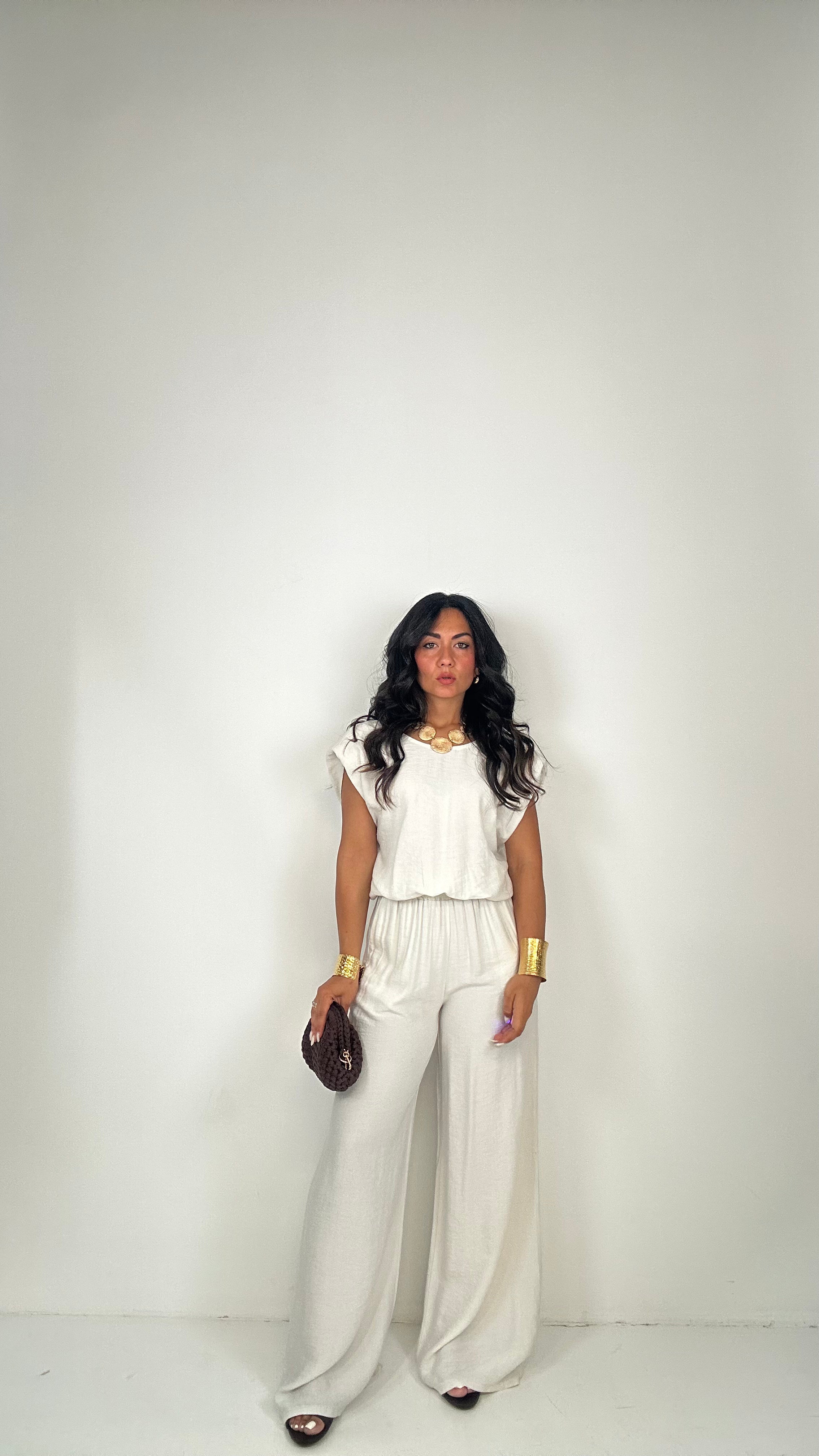 Coordinato TOP SPALLINA - CREMA
