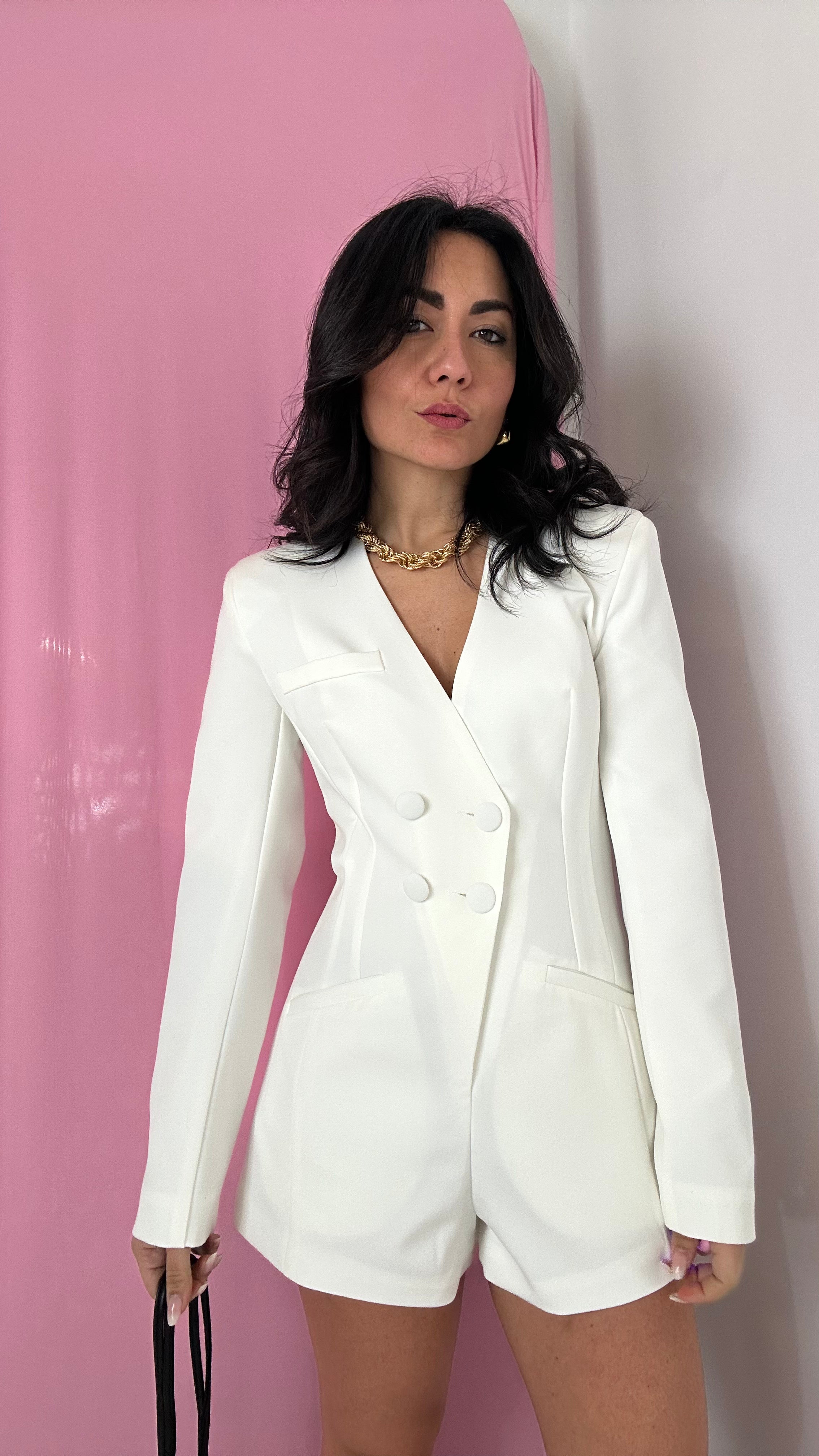 Tutina LUMINA CON BOTTONCINI - BIANCO