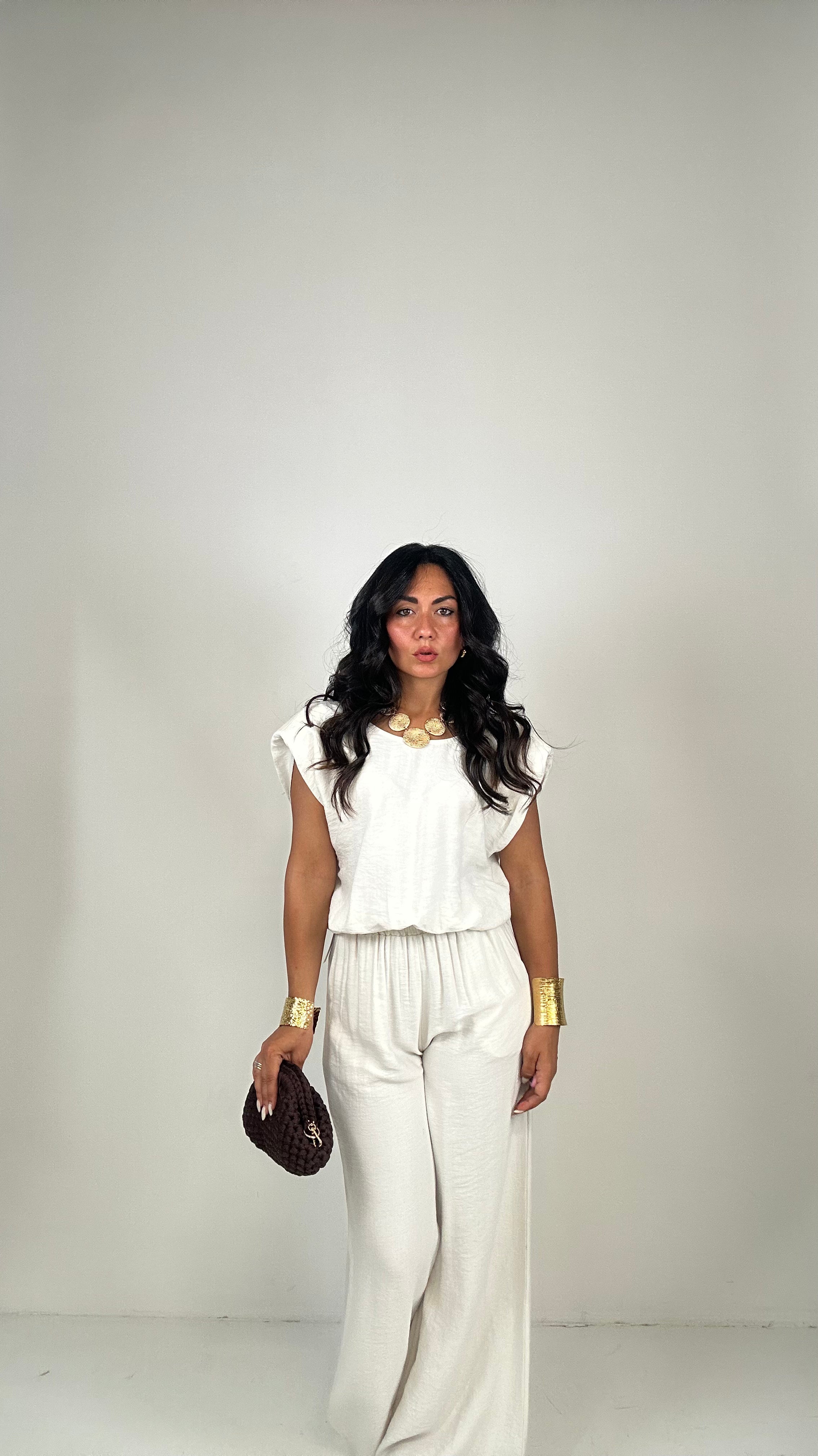 Coordinato TOP SPALLINA - CREMA