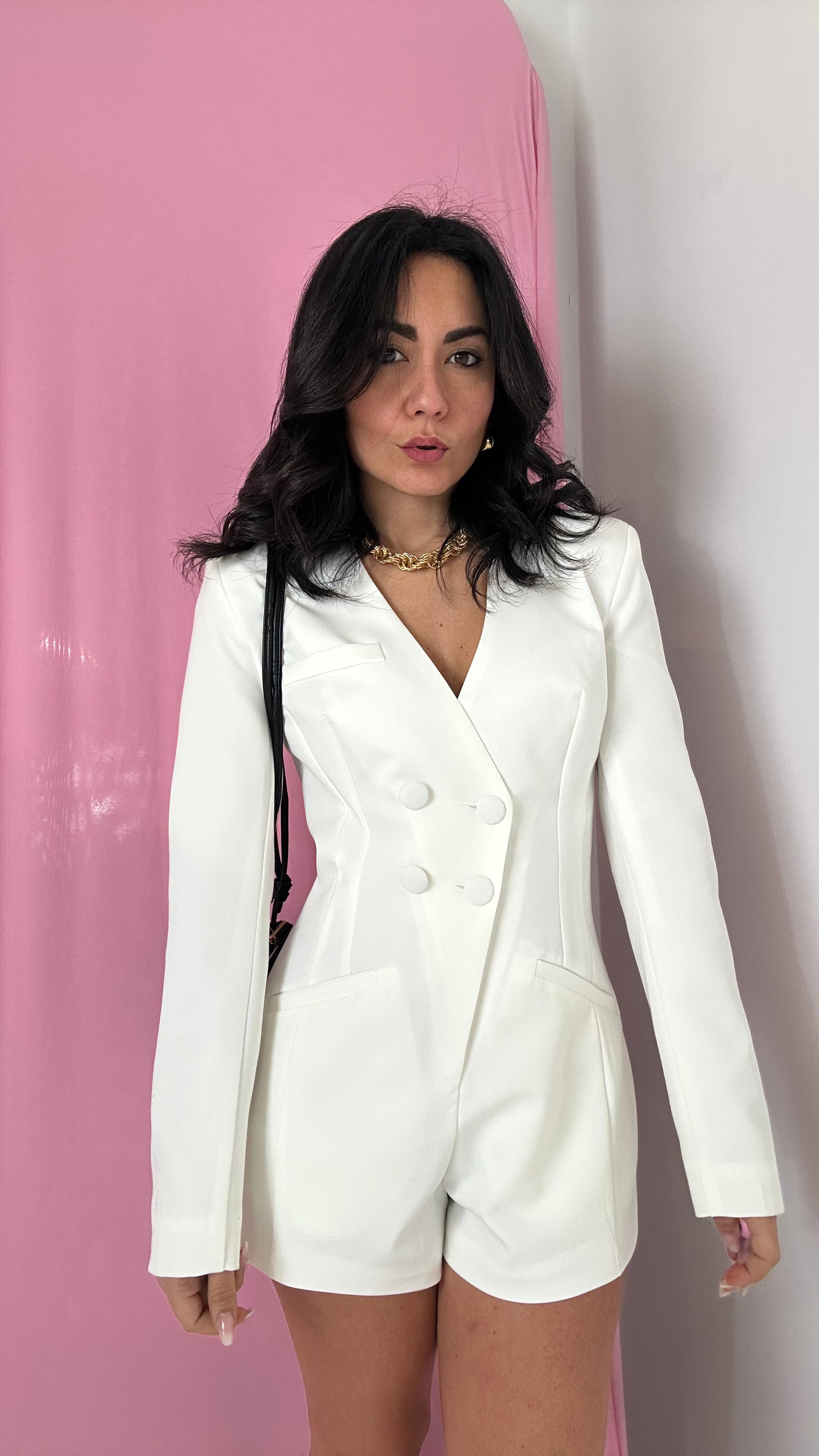 Tutina LUMINA CON BOTTONCINI - BIANCO