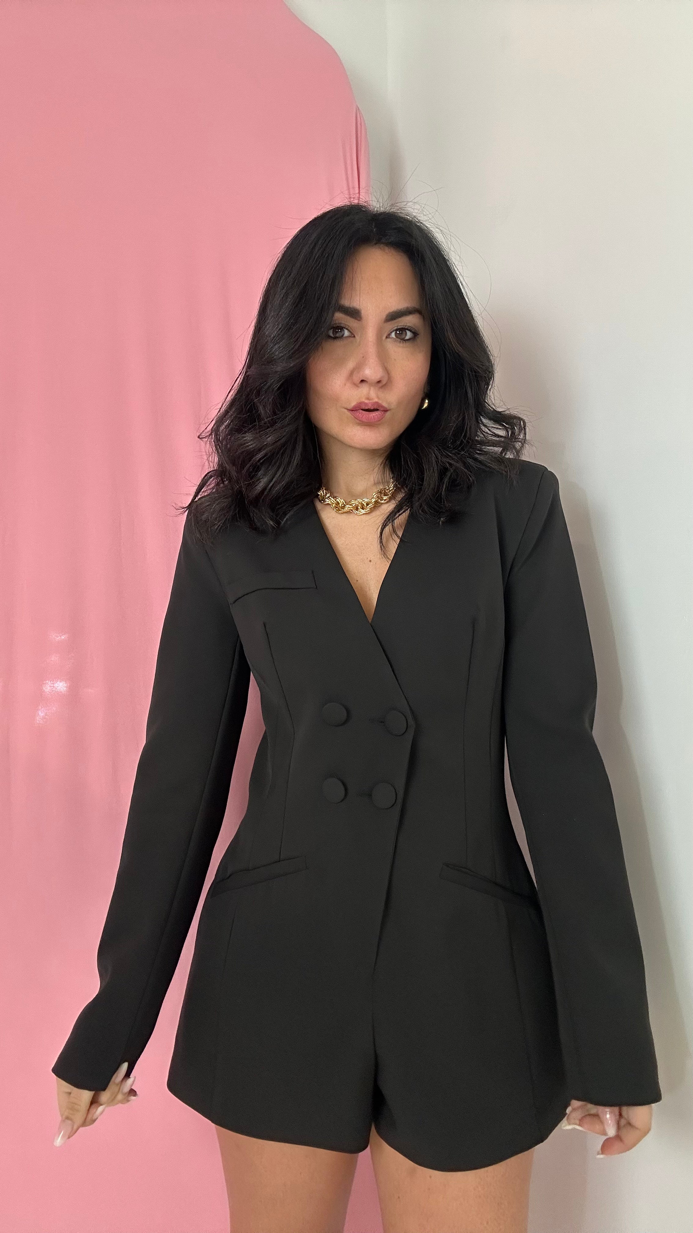 Tutina LUMINA CON BOTTONCINI - NERO