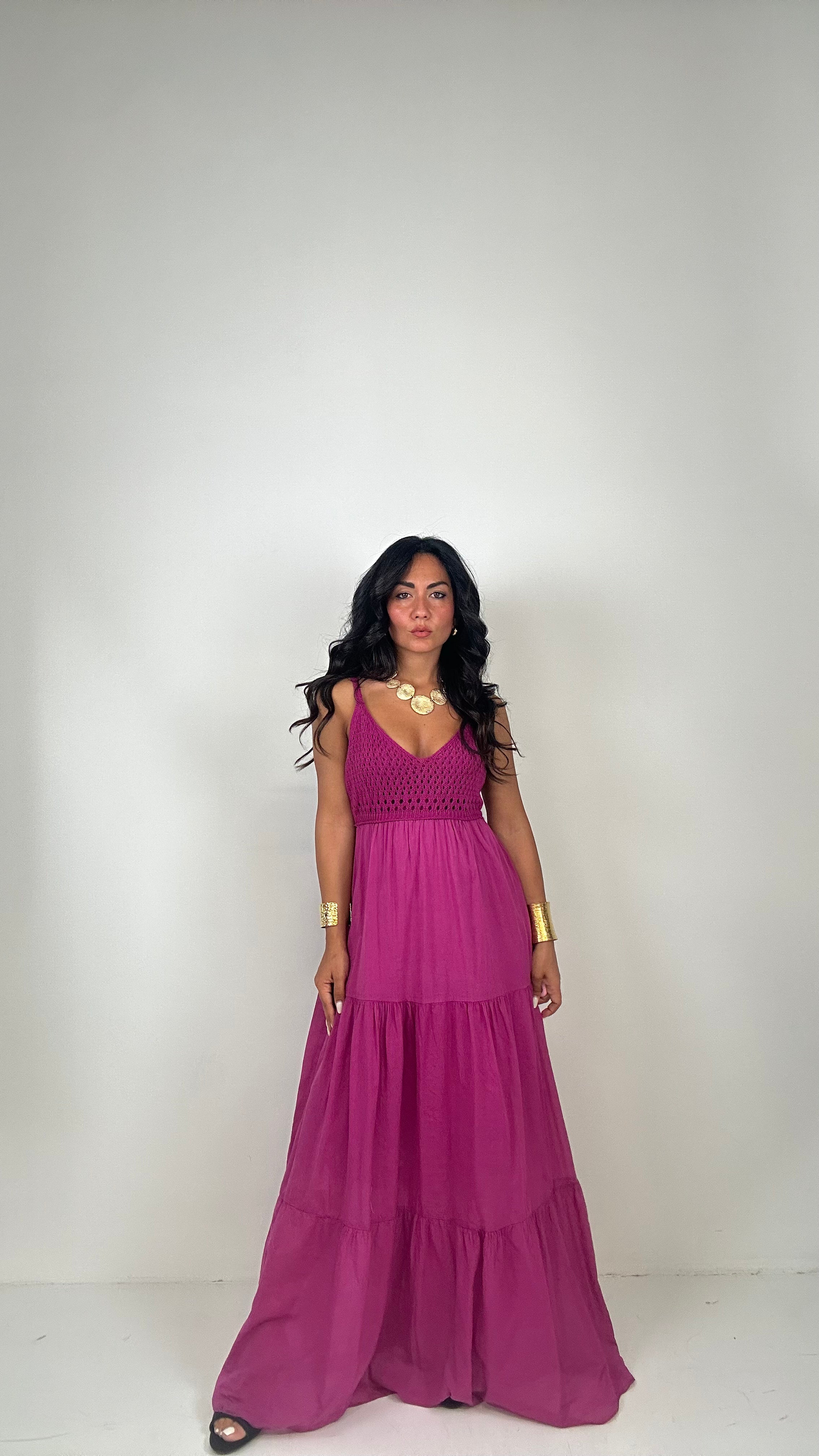 Vestito CON TOP UNCINETTO - MAGENTA
